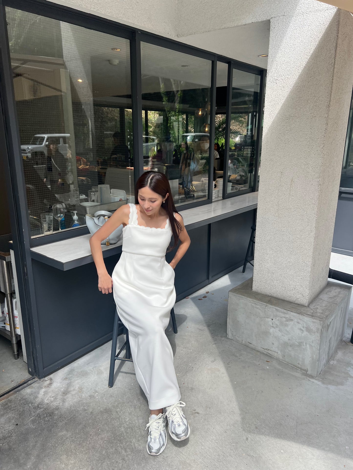 Lady scallop dress-White