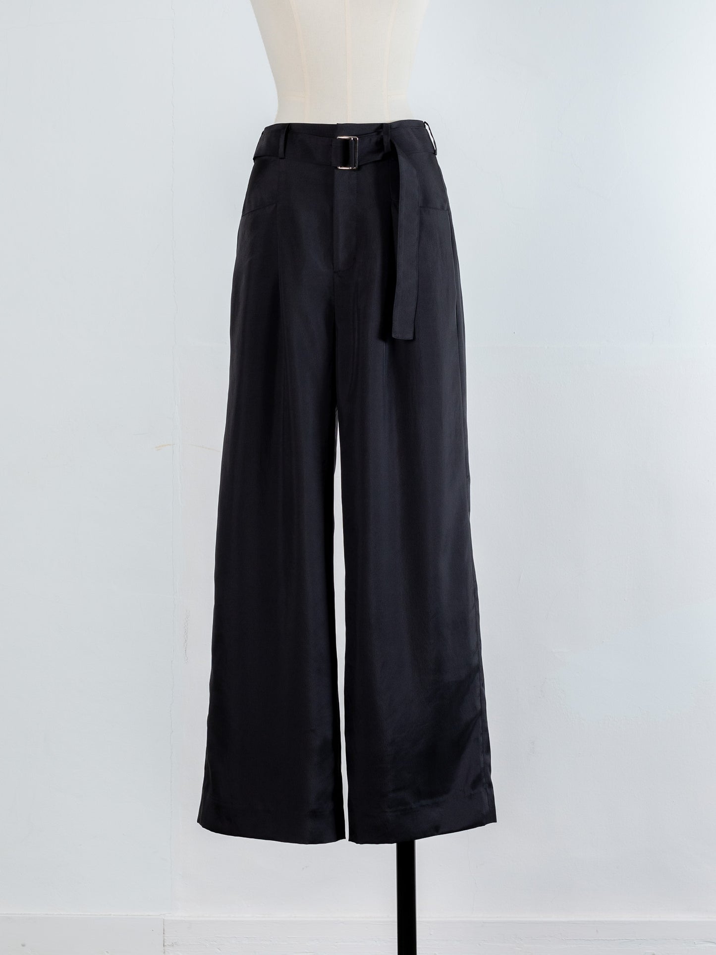 Satin wide pants - Black