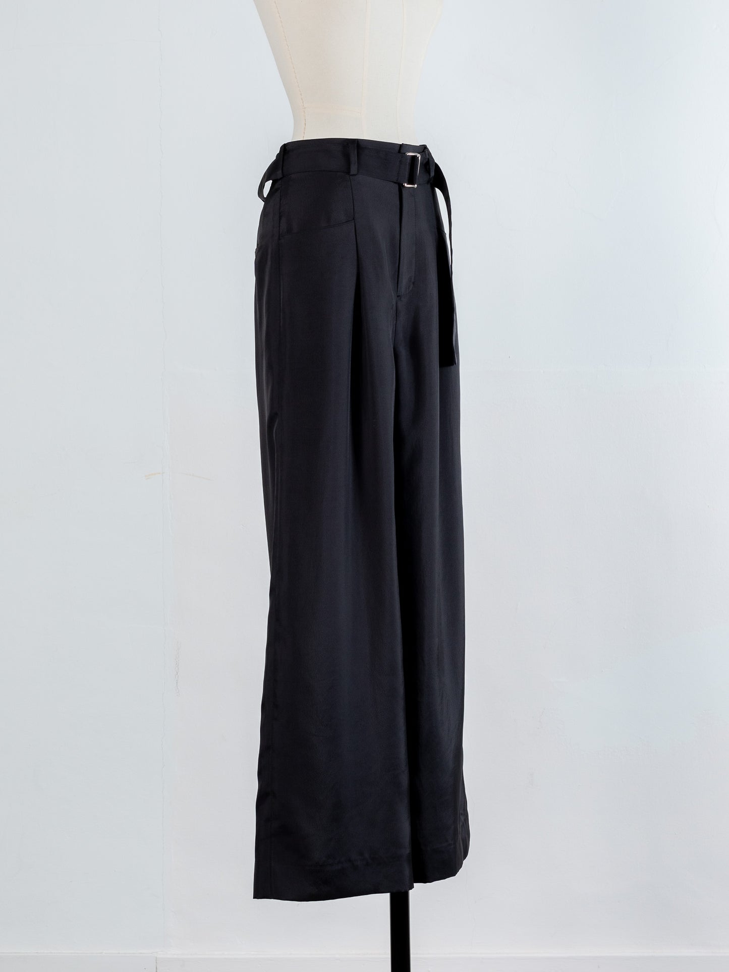 Satin wide pants - Black