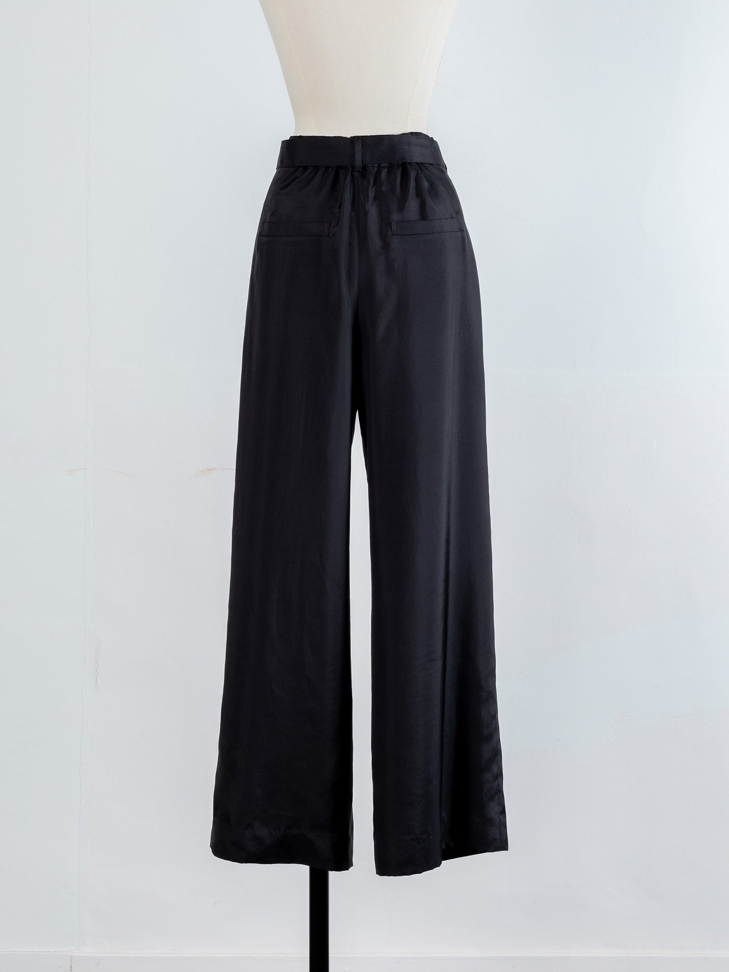 Satin wide pants - Black