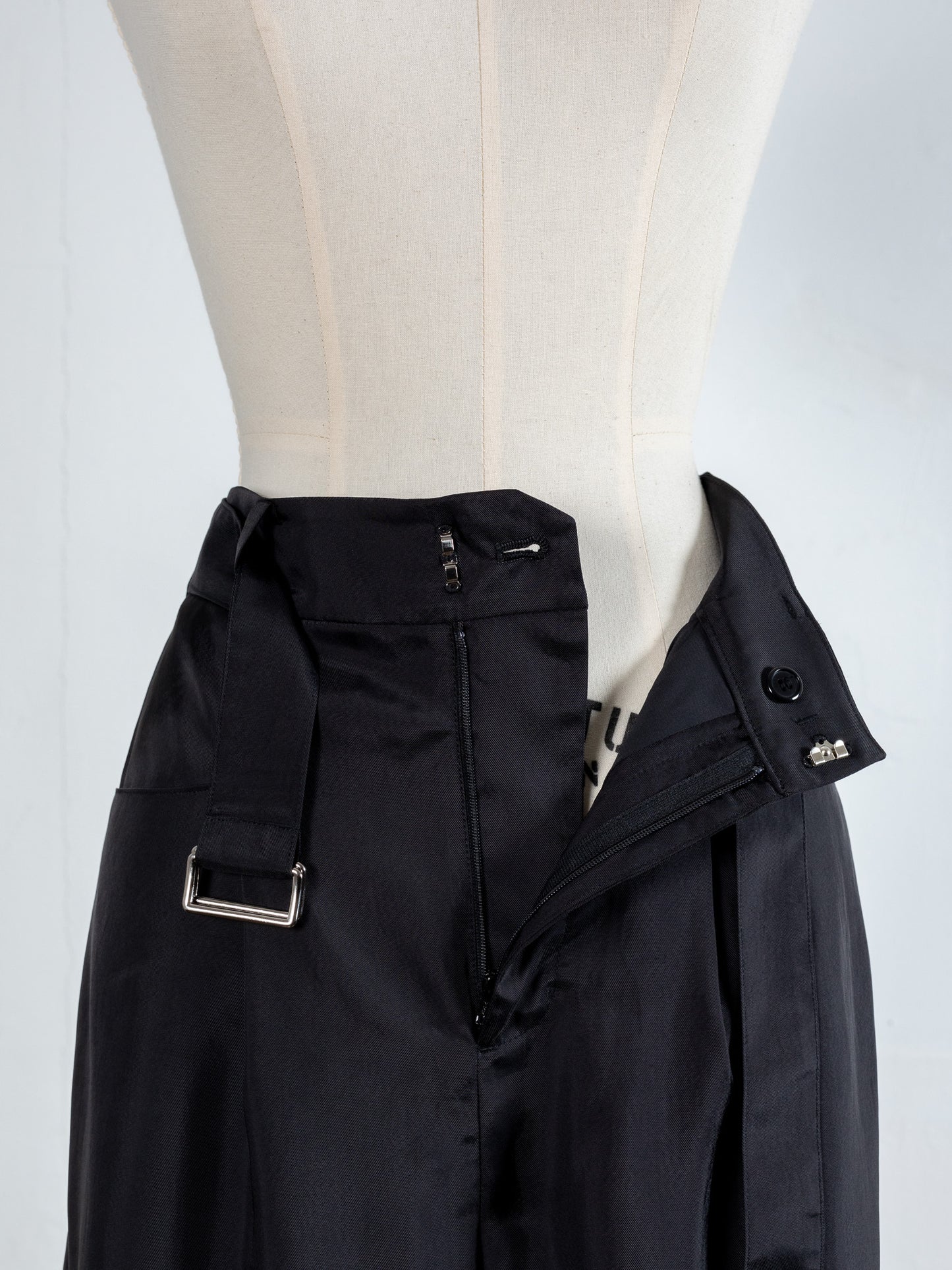 Satin wide pants - Black