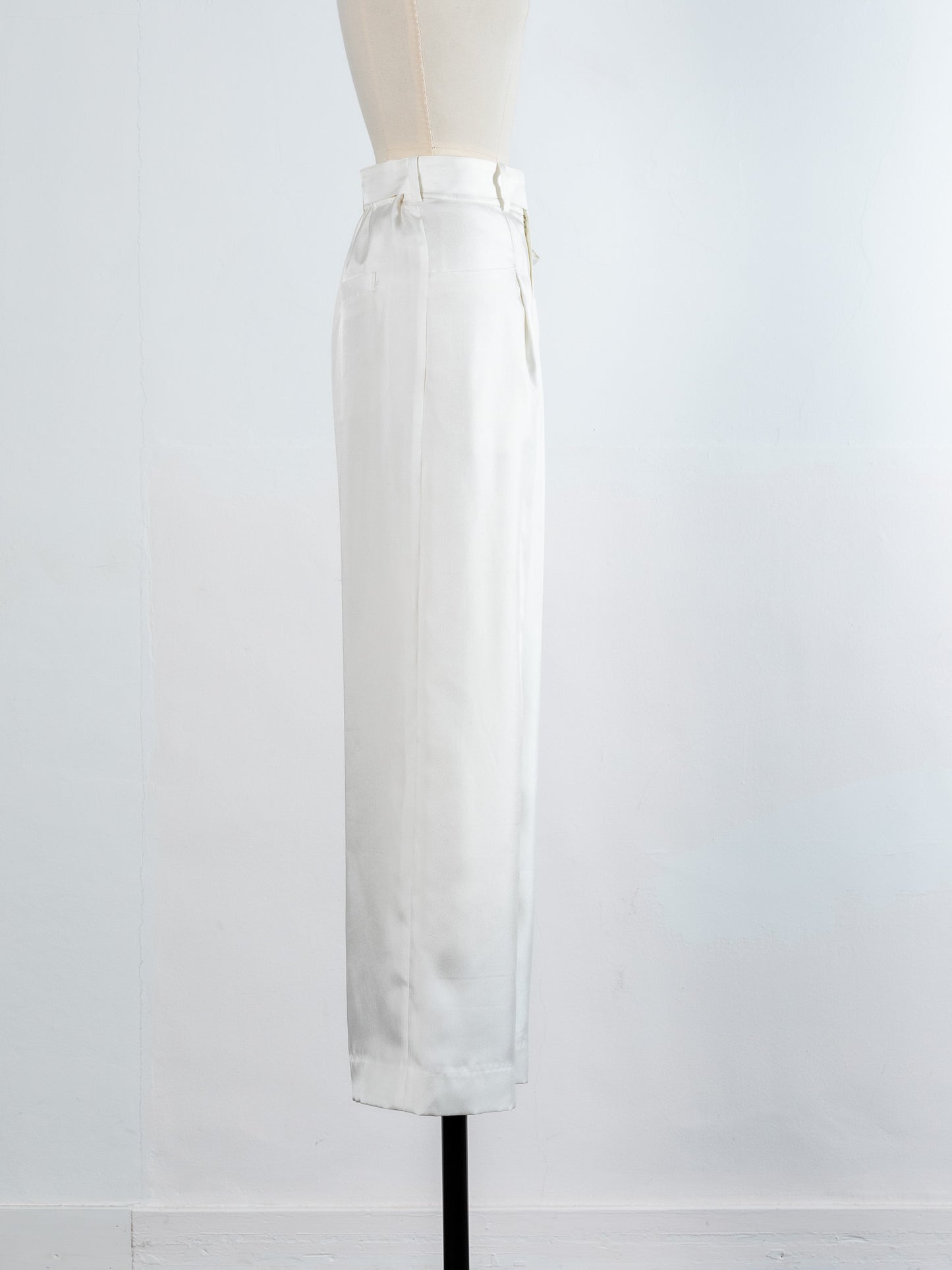 Satin wide pants - White