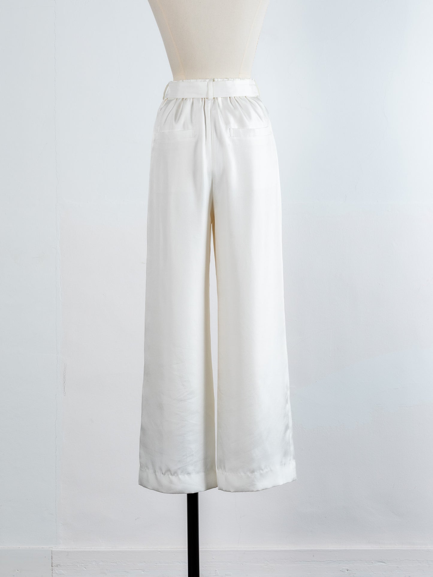 Satin wide pants - White