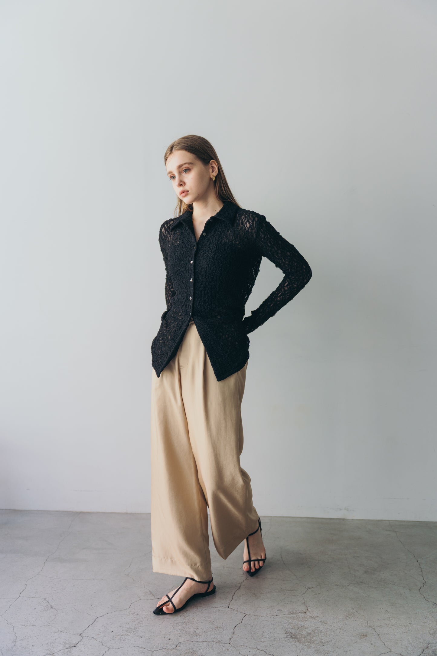 Satin wide pants - beige