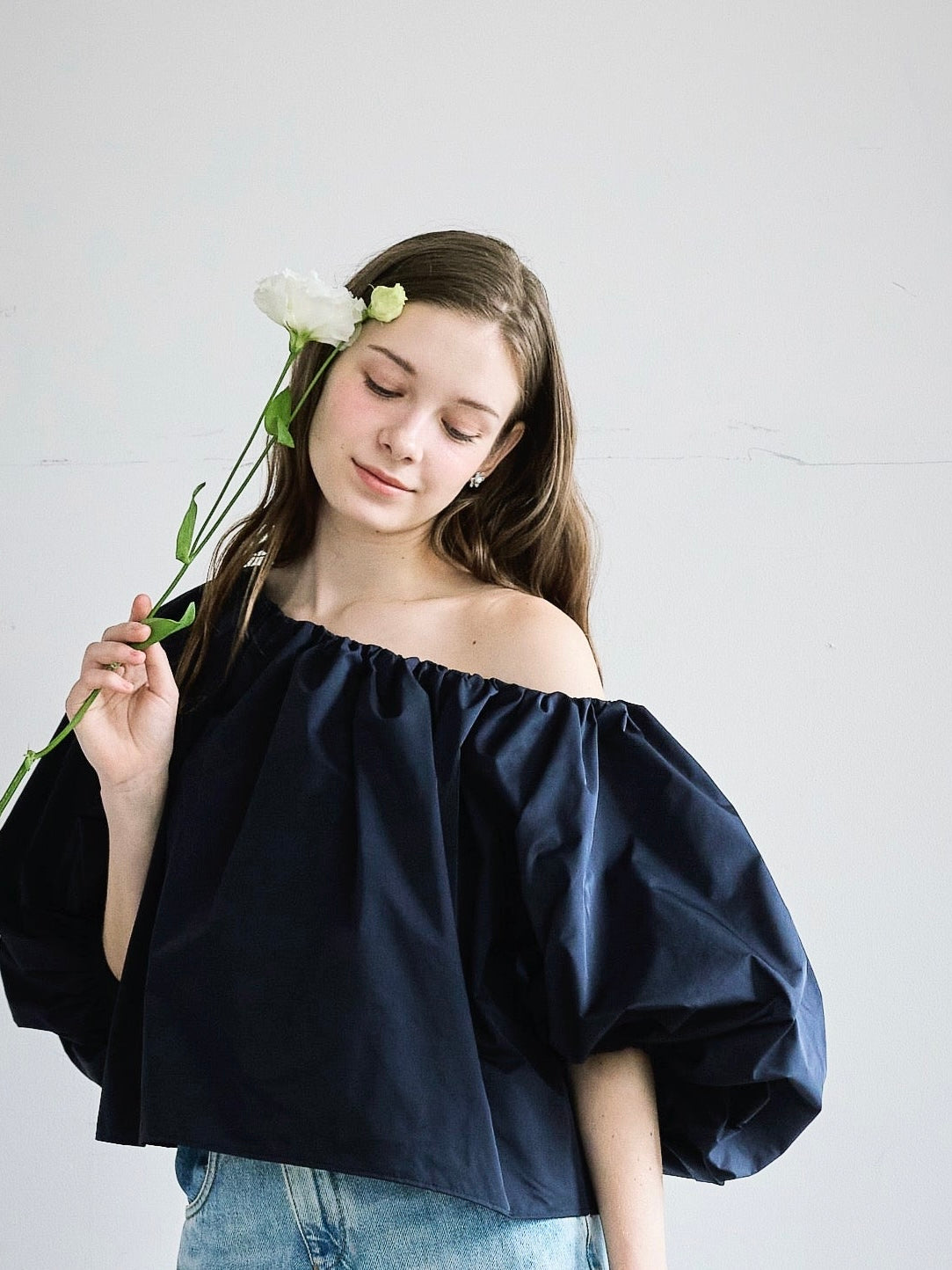 Otona whip off shoulder(Navy)