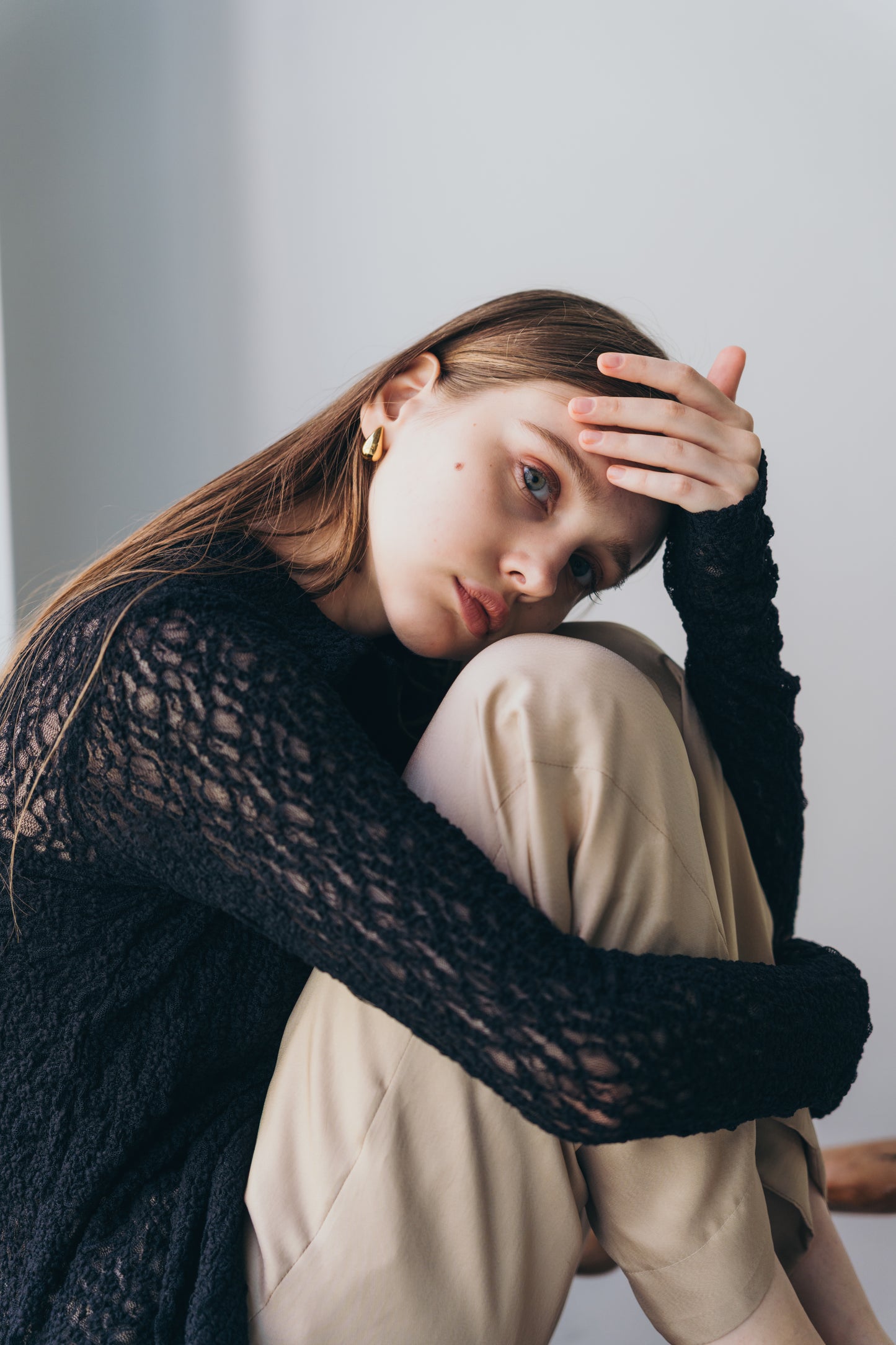 Satin wide pants - beige