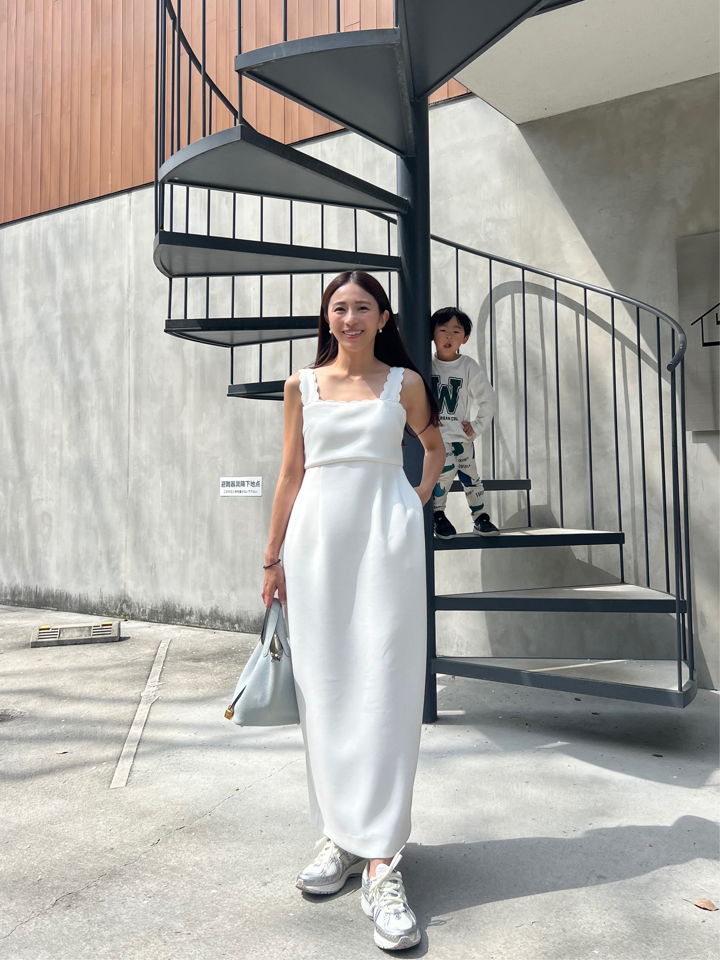 Lady scallop dress-White