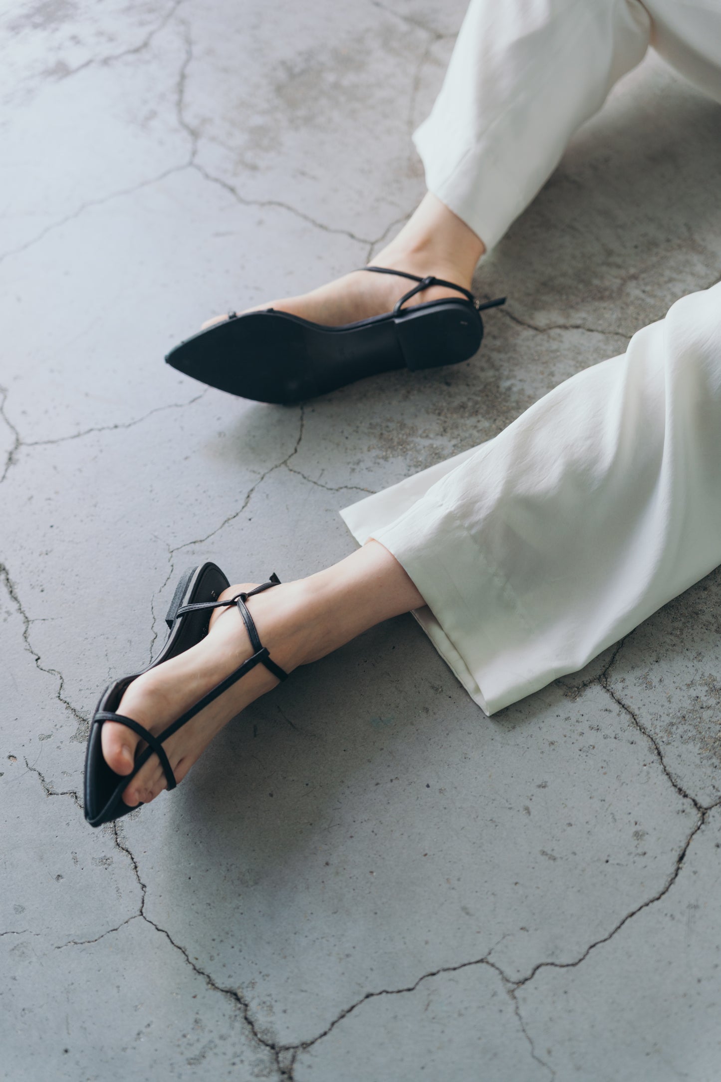 Satin wide pants - White