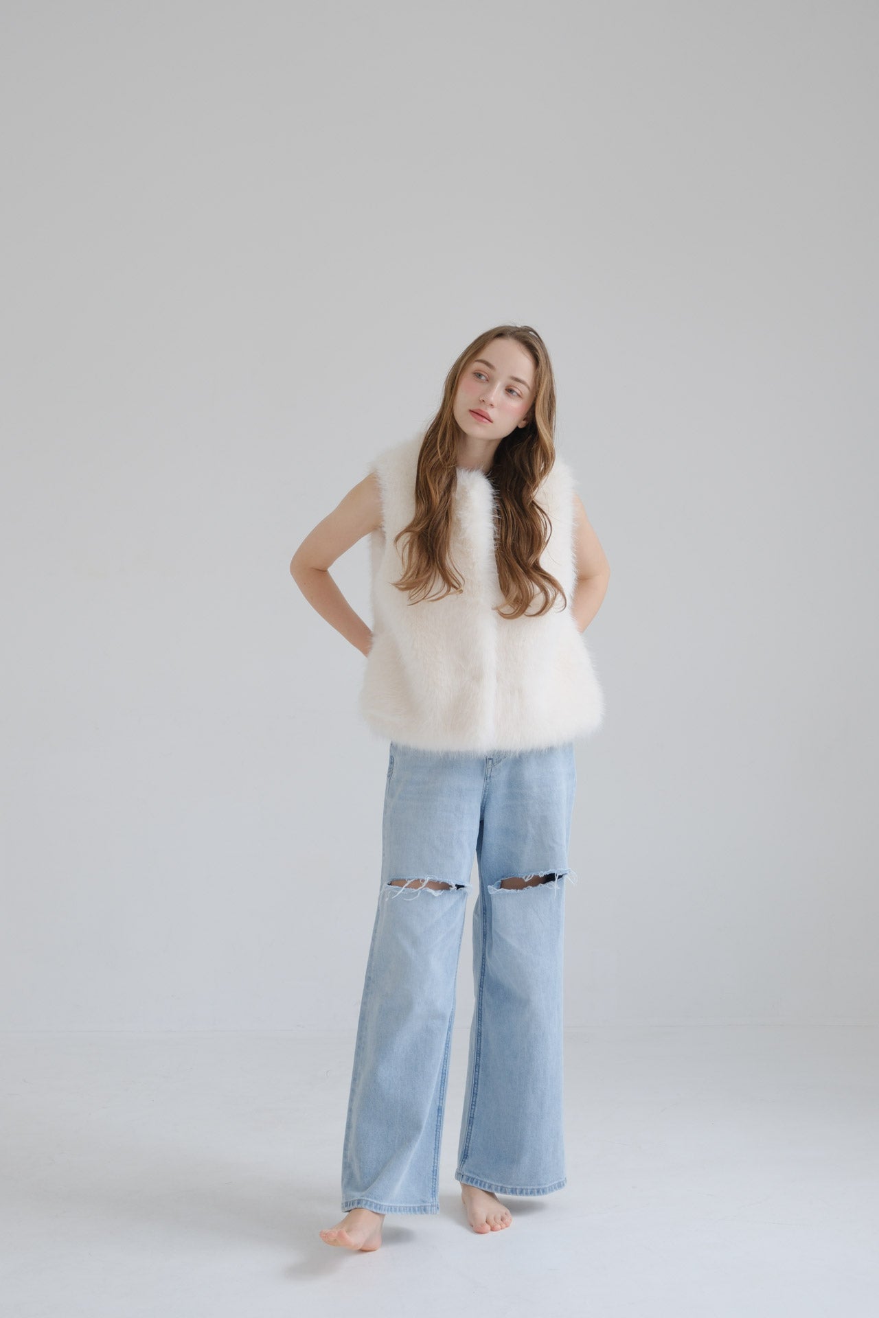 Eco fur vest /white