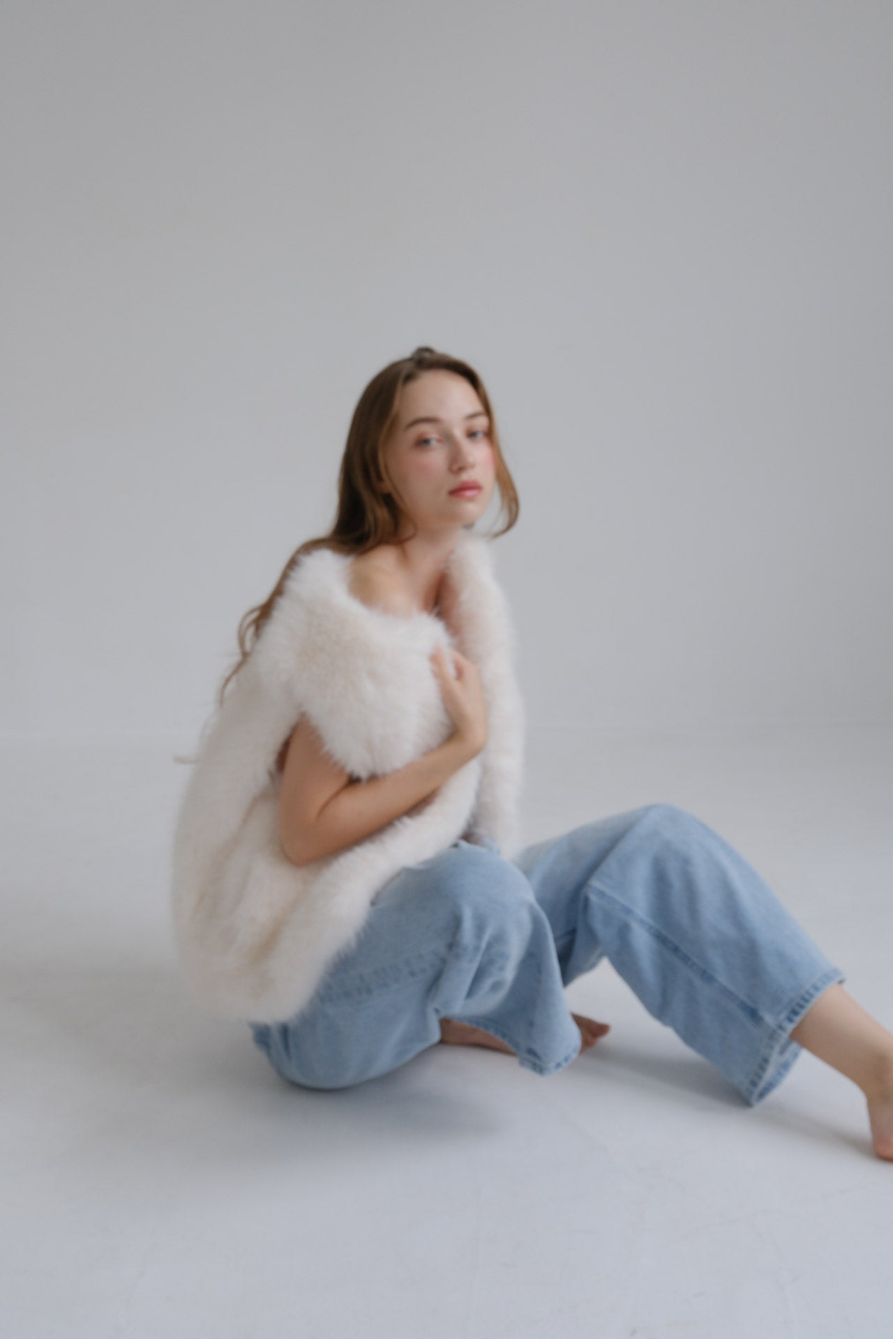 Eco fur vest /white