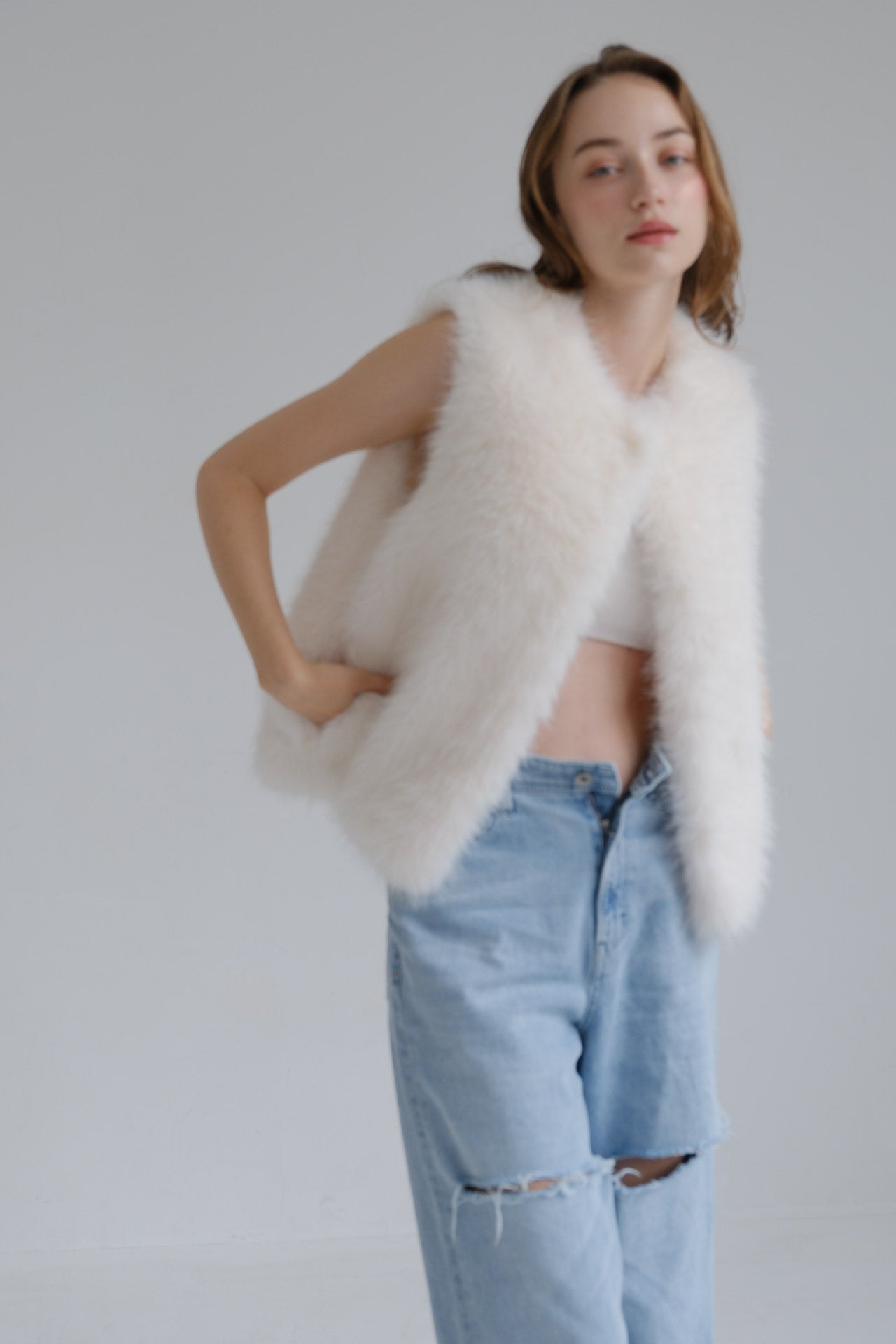 Eco fur vest /white