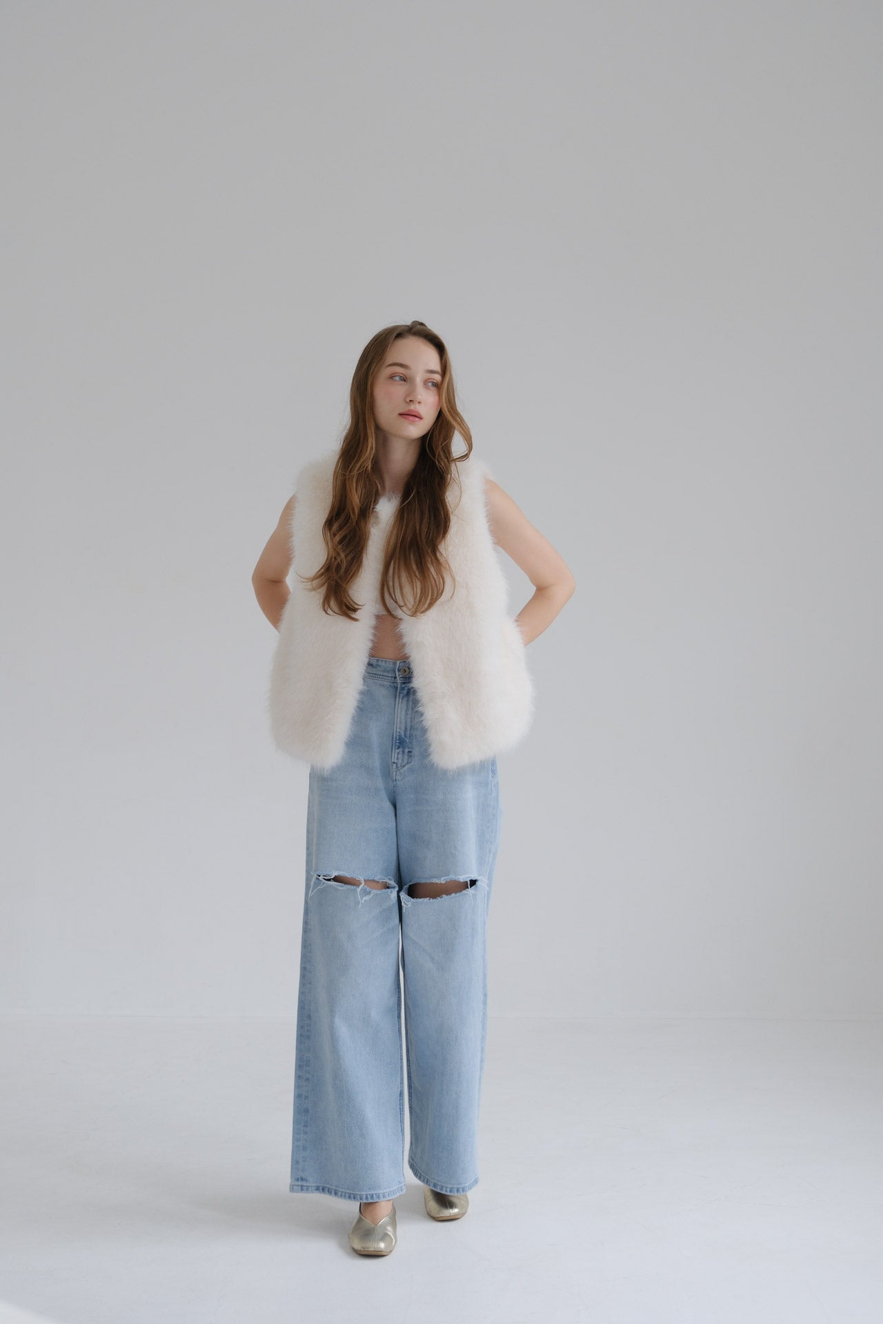 Eco fur vest /white
