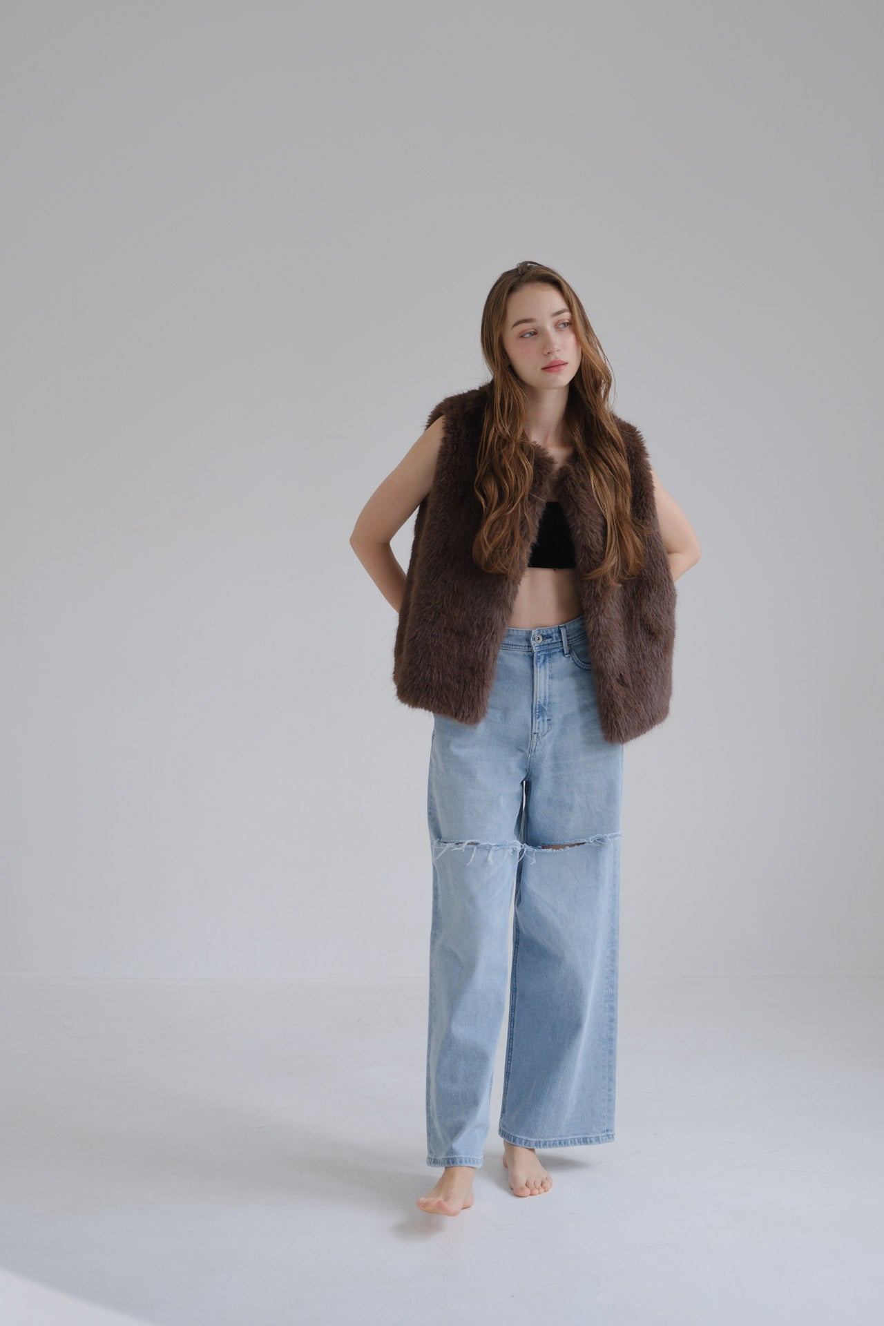 Eco fur vest / brown