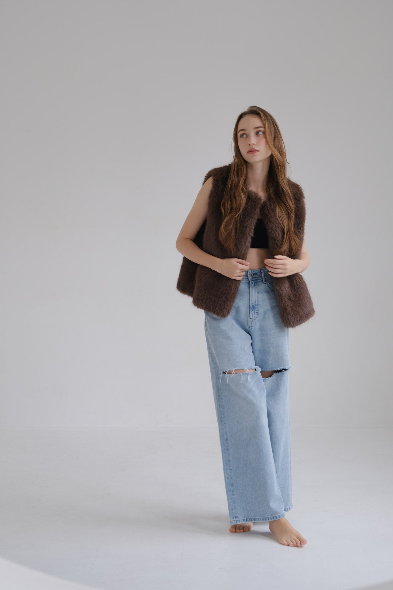 Eco fur vest / brown