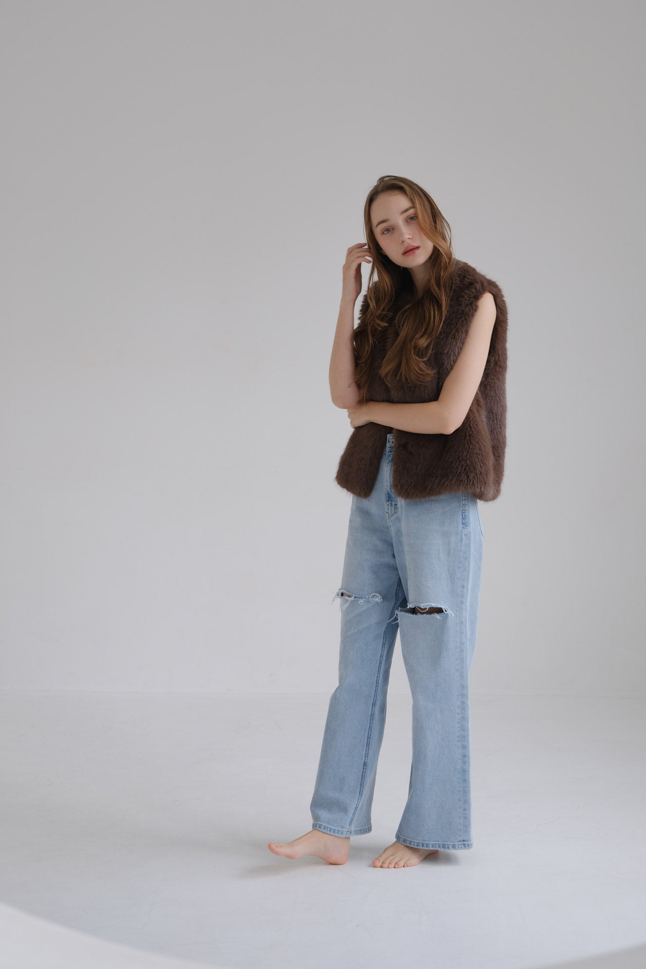 Eco fur vest / brown