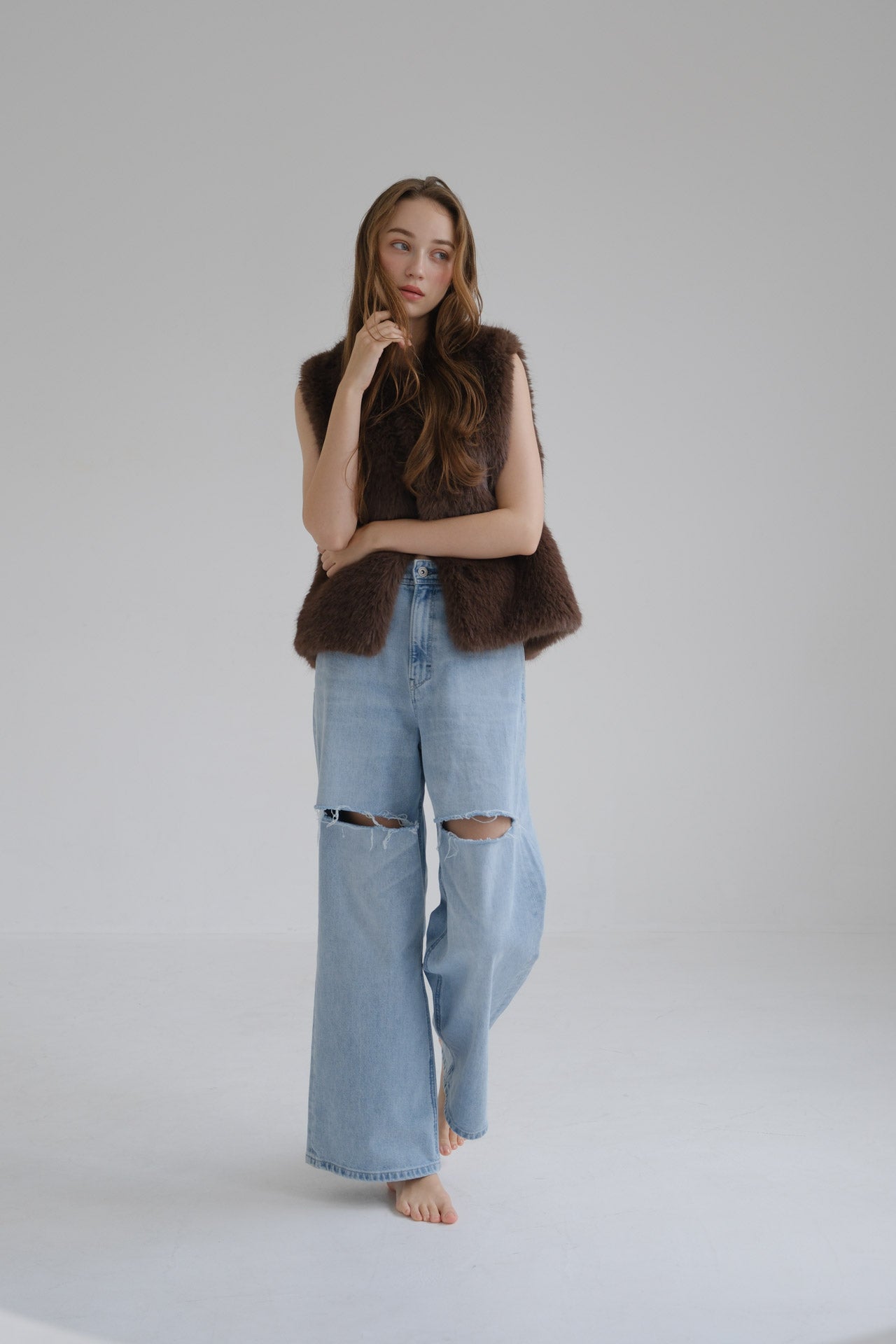 Eco fur vest / brown