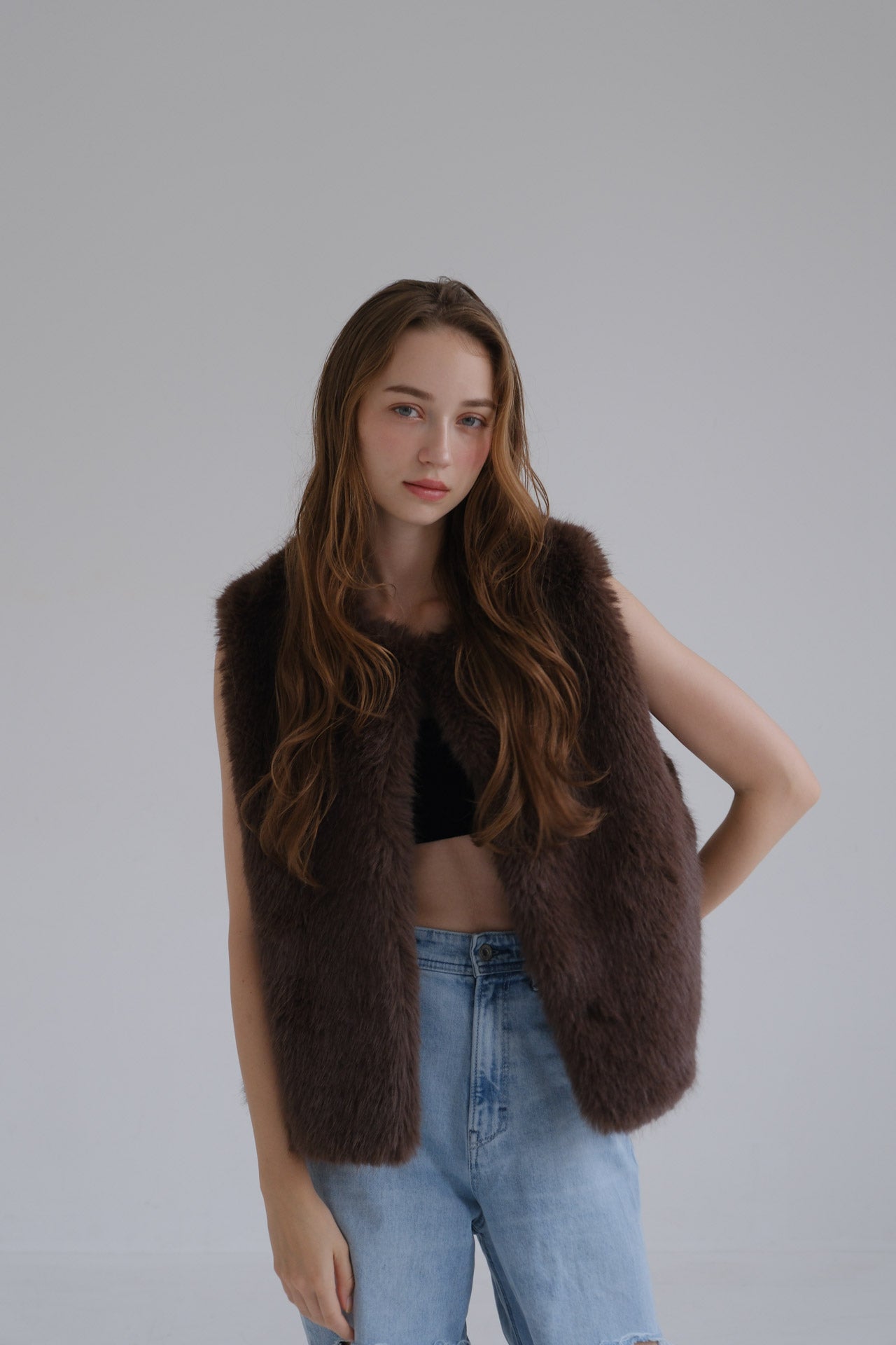 Eco fur vest / brown