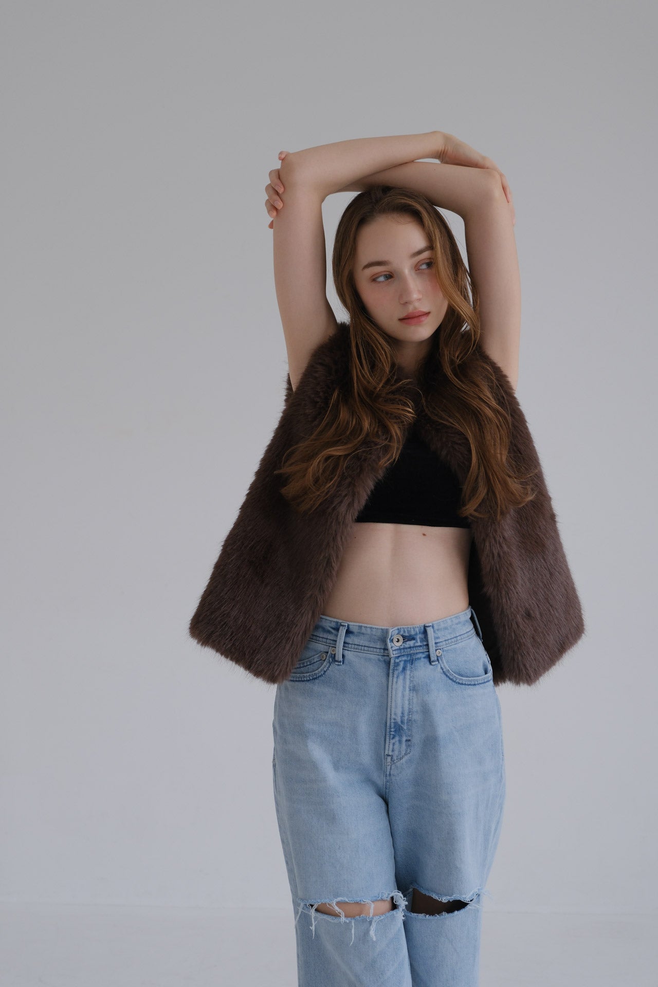 Eco fur vest / brown