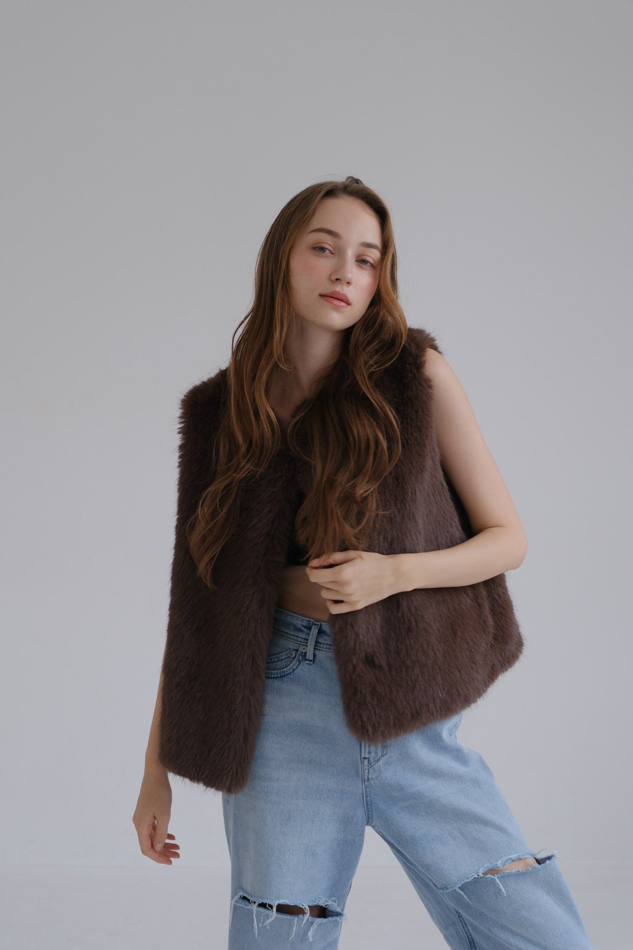 Eco fur vest / brown
