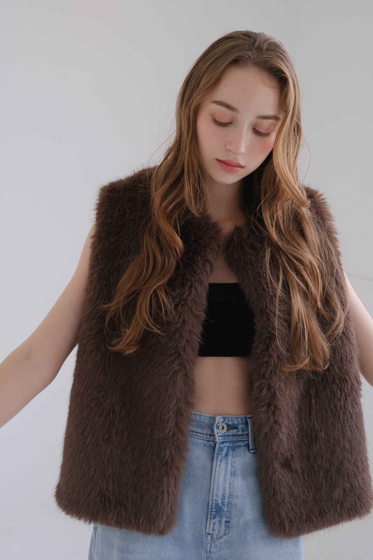 Eco fur vest / brown