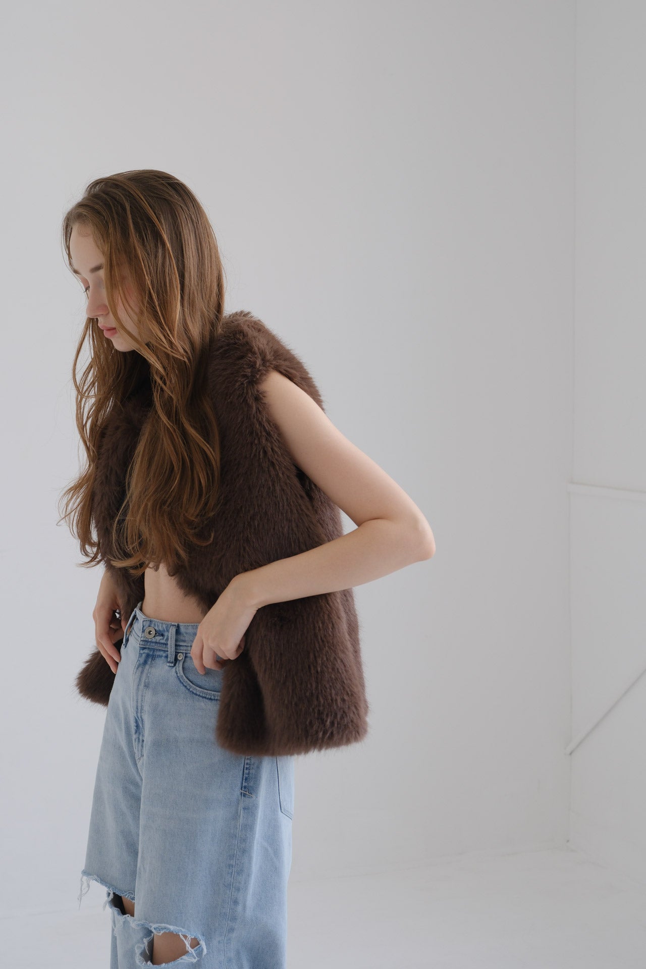 Eco fur vest / brown