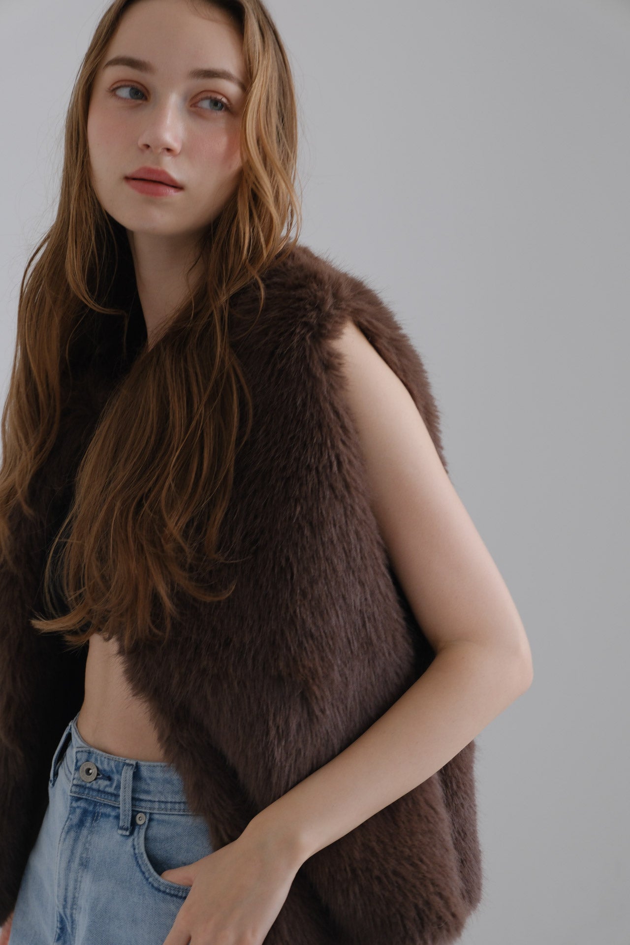 Eco fur vest / brown