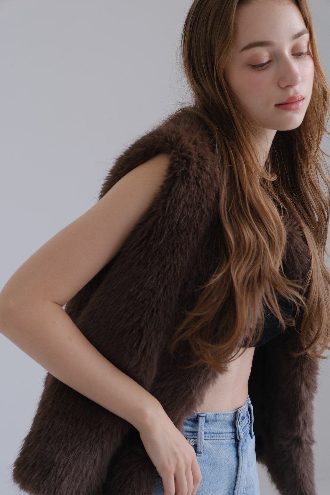 Eco fur vest / brown