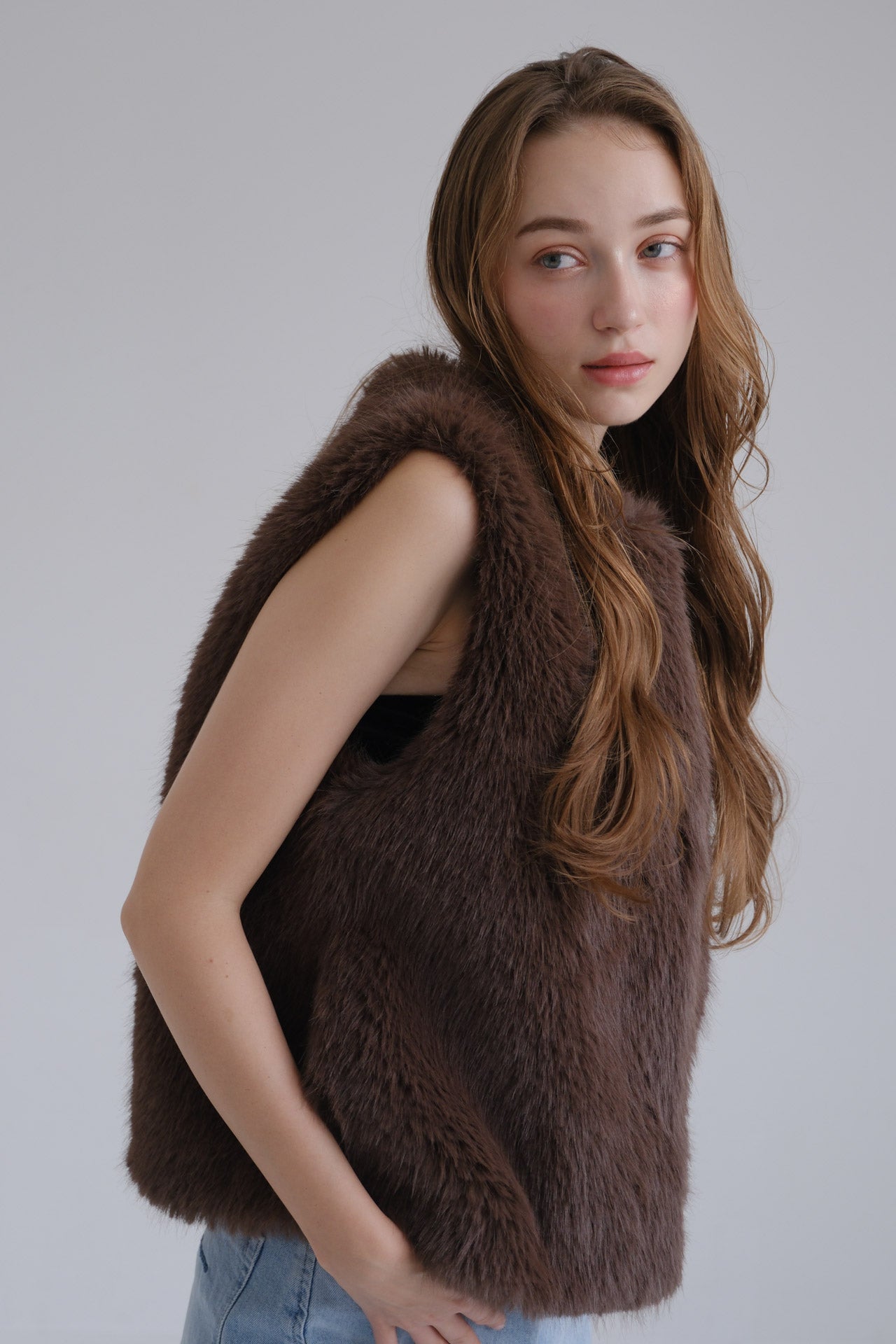 Eco fur vest / brown