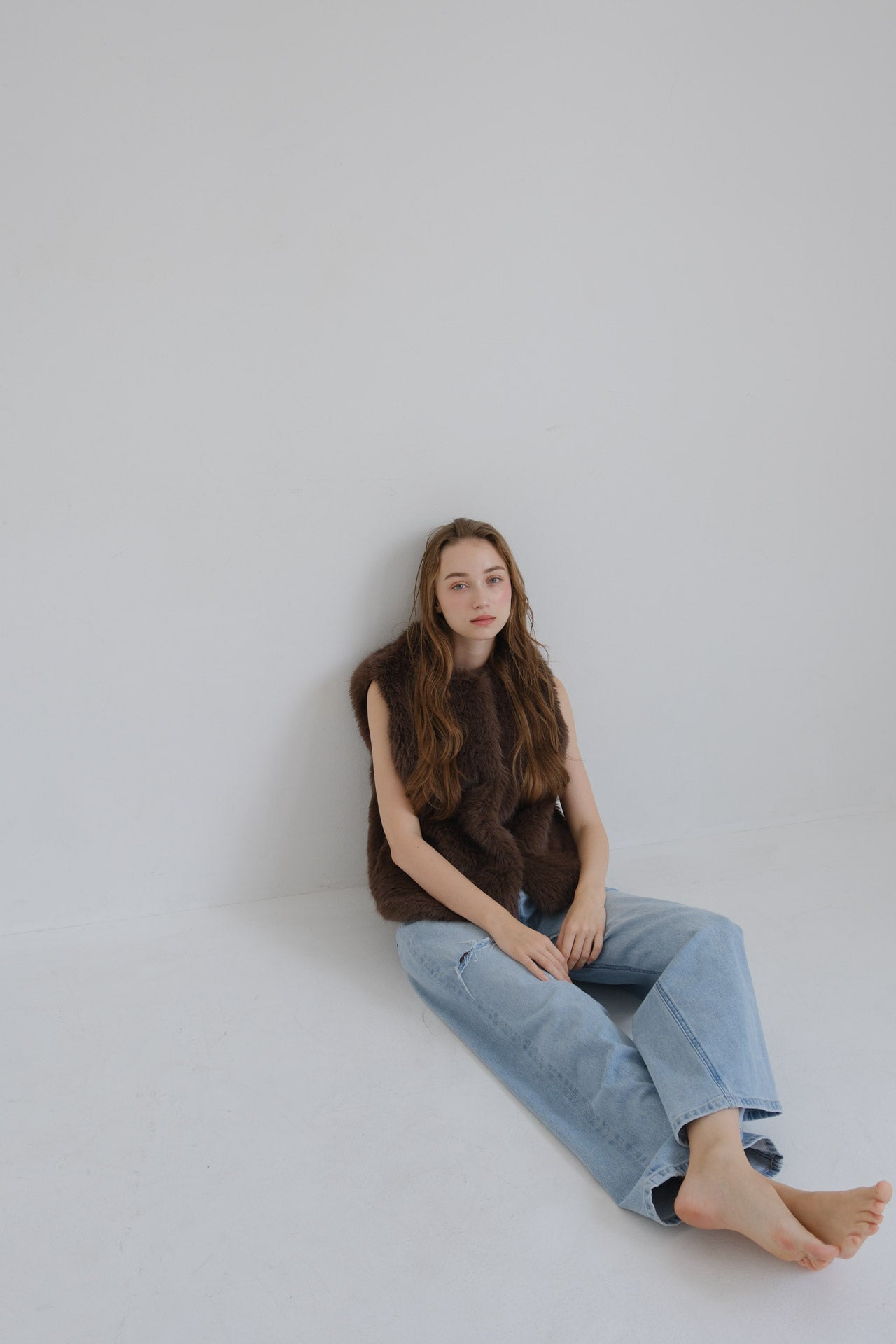 Eco fur vest / brown