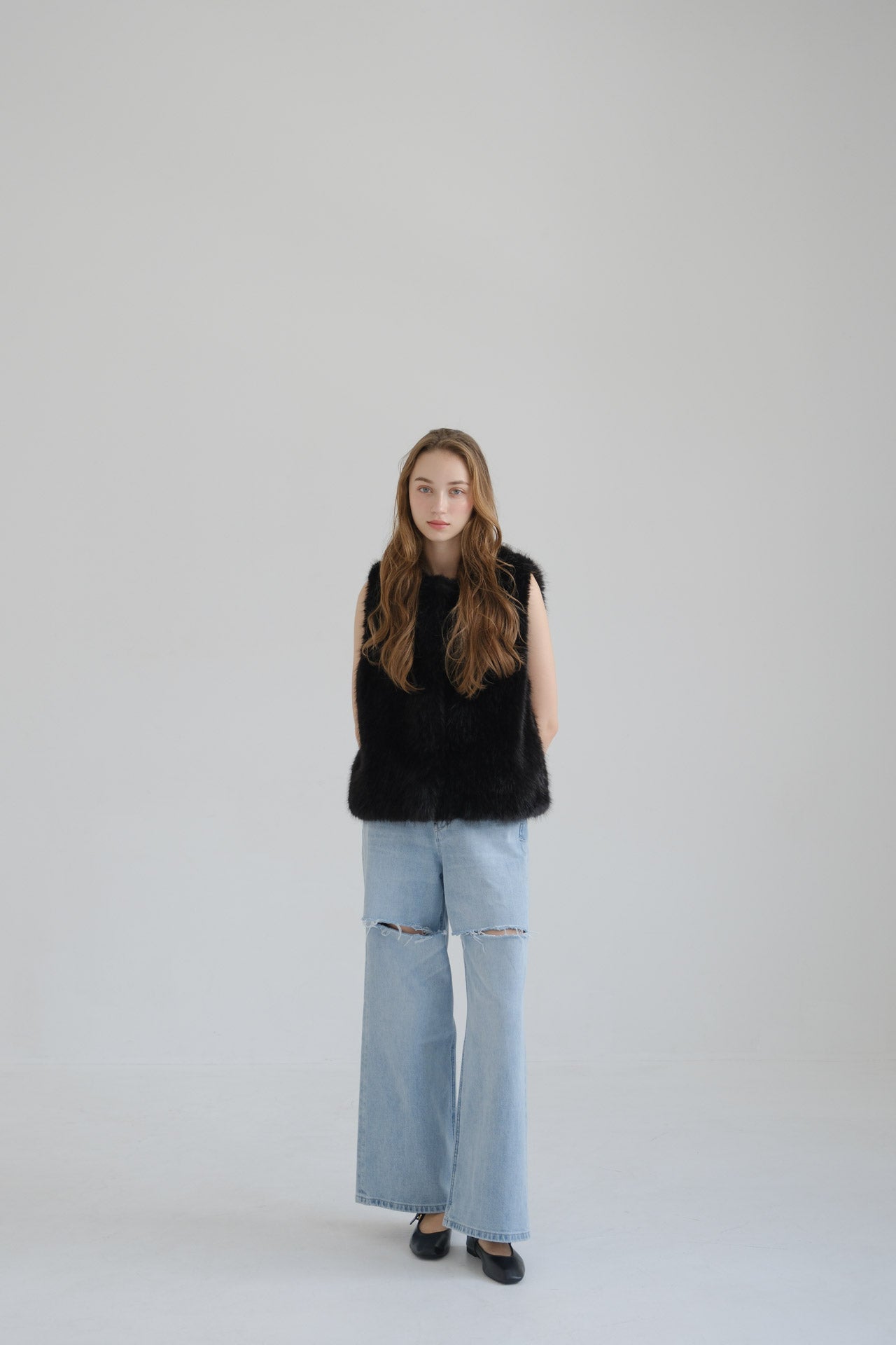 Eco fur vest / black