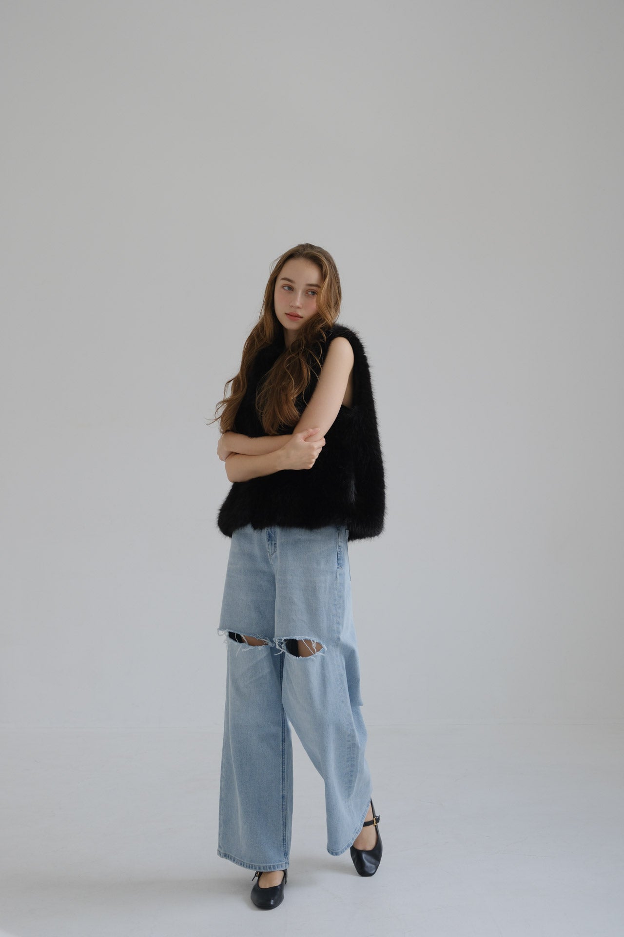 Eco fur vest / black