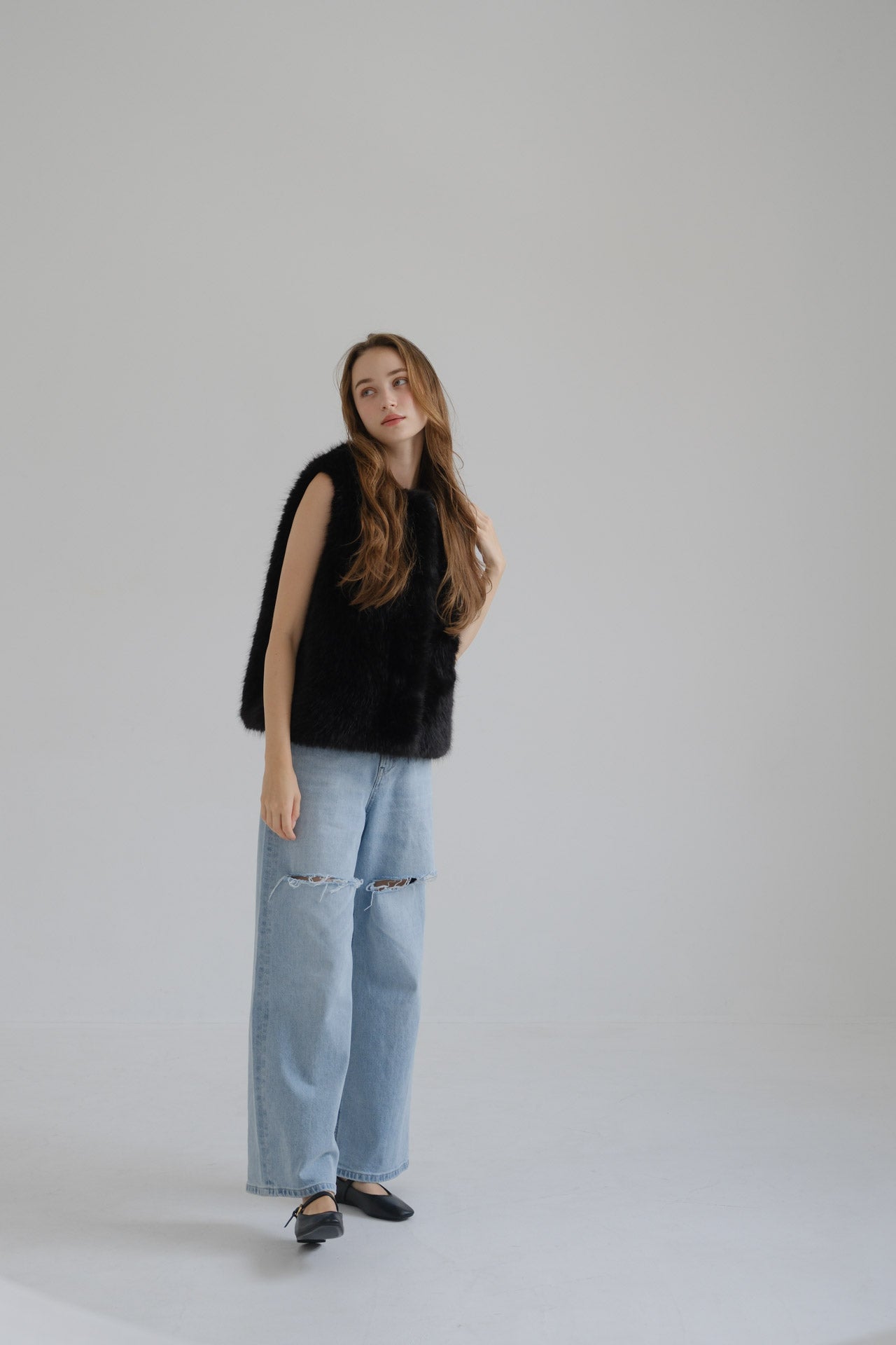 Eco fur vest / black