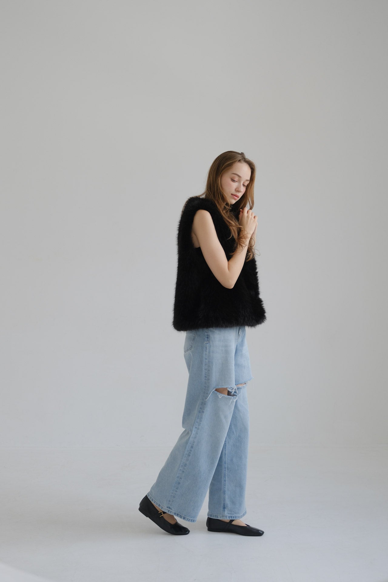 Eco fur vest / black