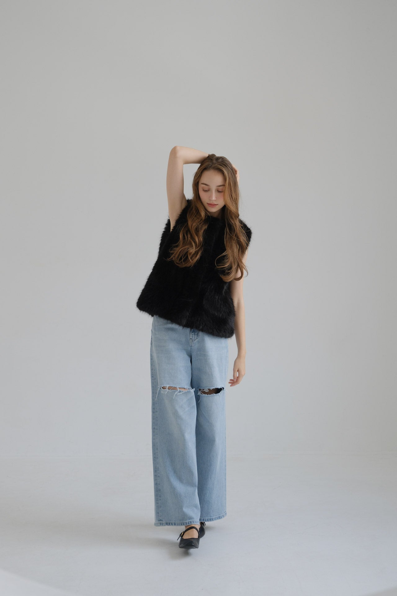 Eco fur vest / black