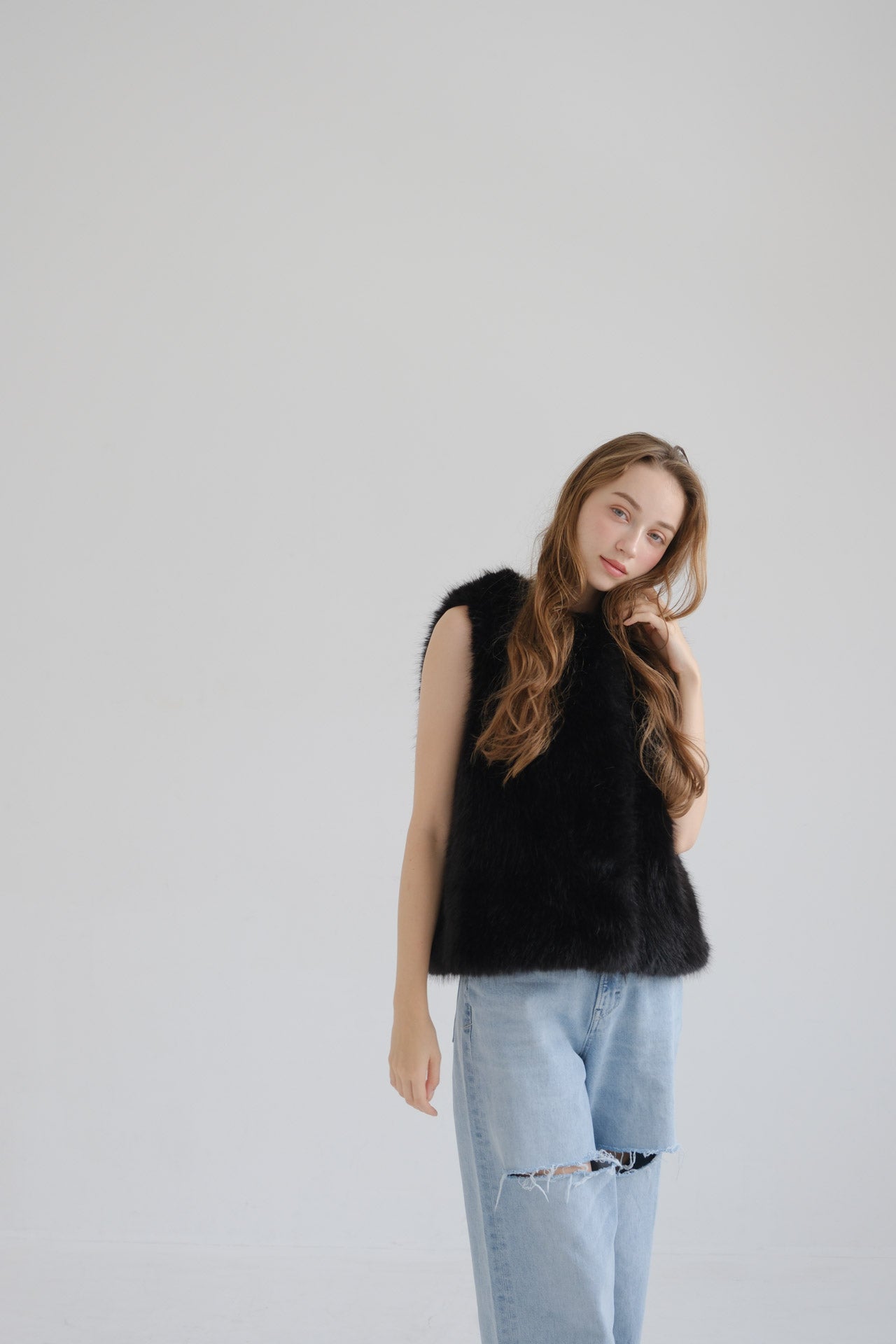 Eco fur vest / black