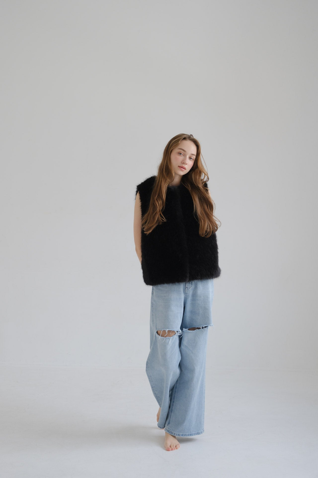 Eco fur vest / black