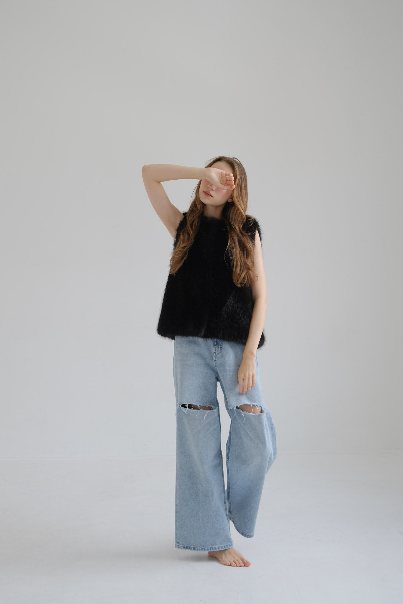 Eco fur vest / black