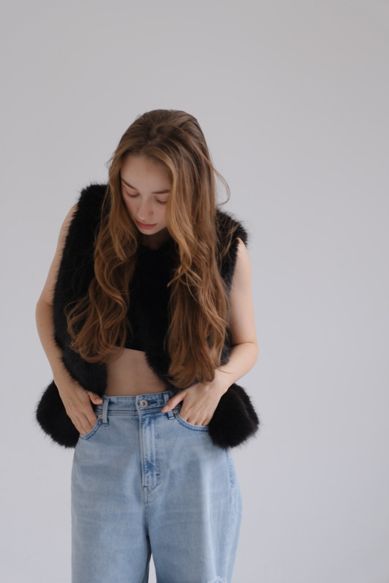 Eco fur vest / black