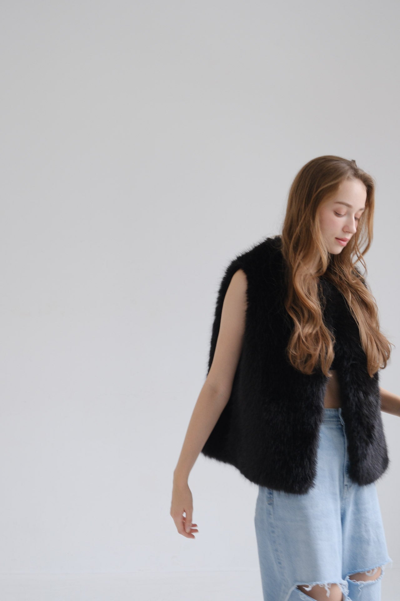 Eco fur vest / black
