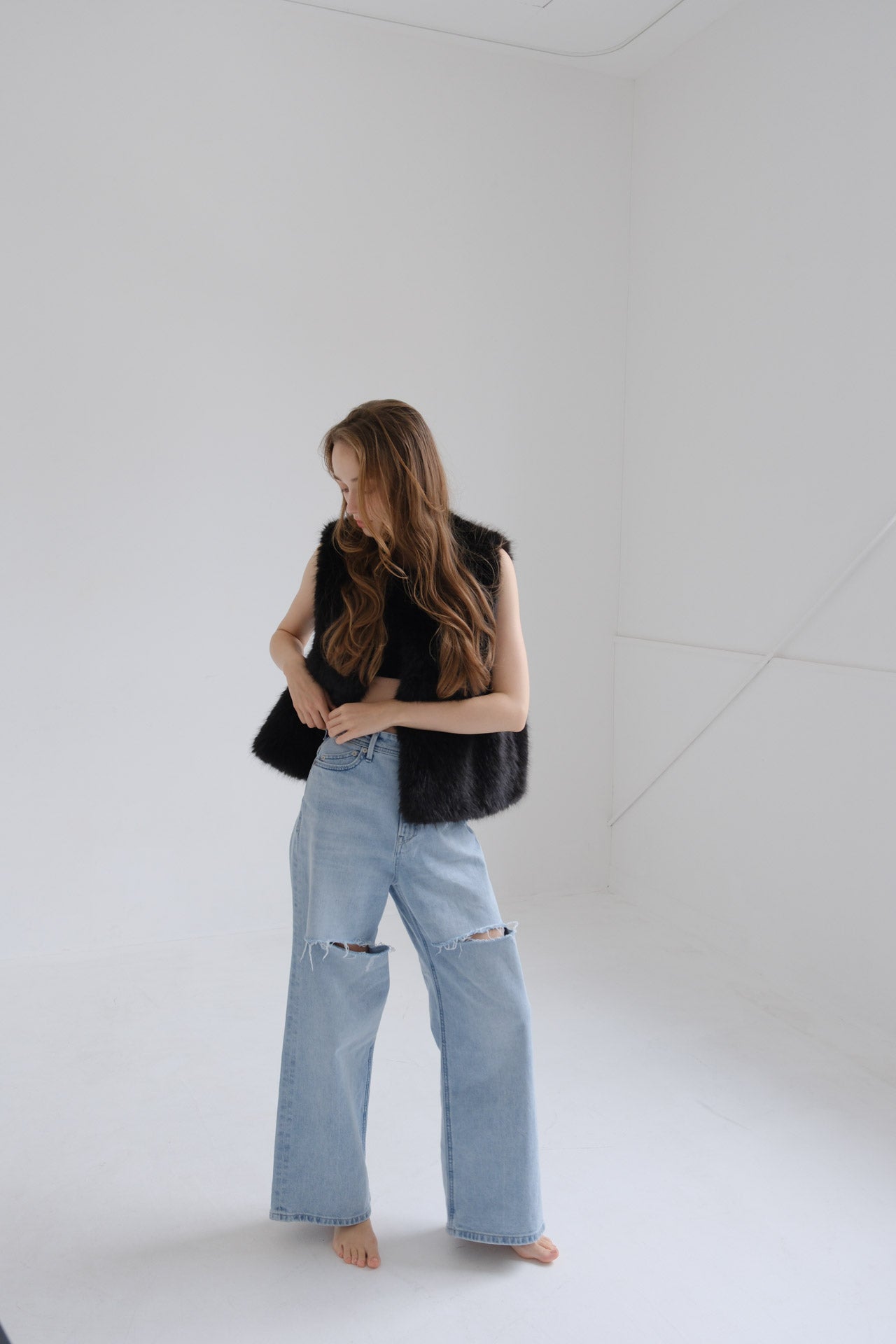 Eco fur vest / black