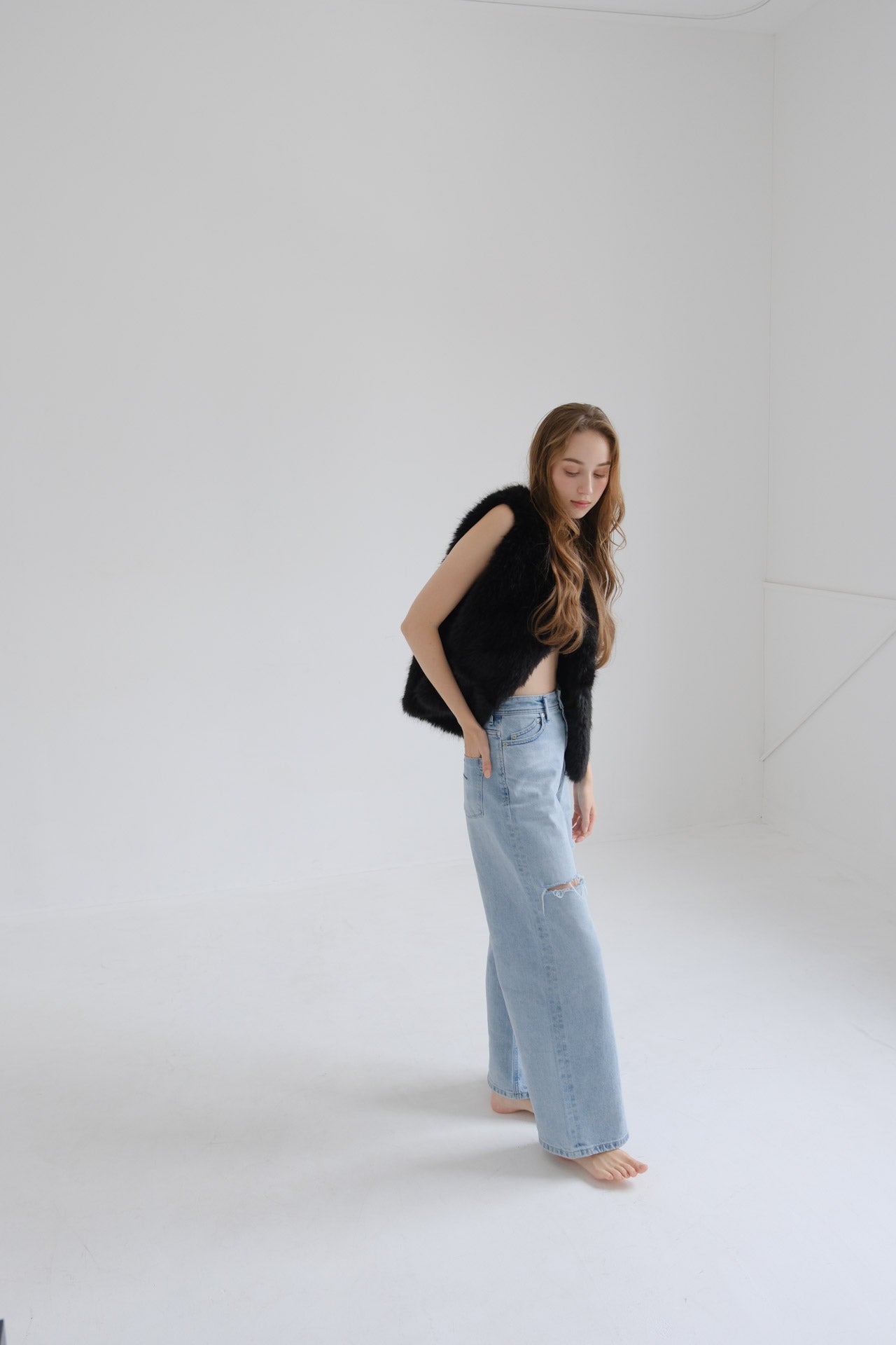 Eco fur vest / black