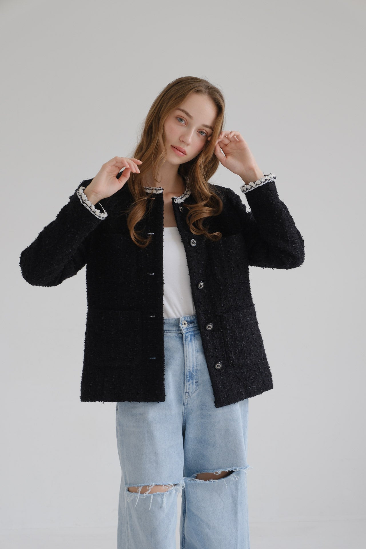 CARLA Tweed jacket / Black