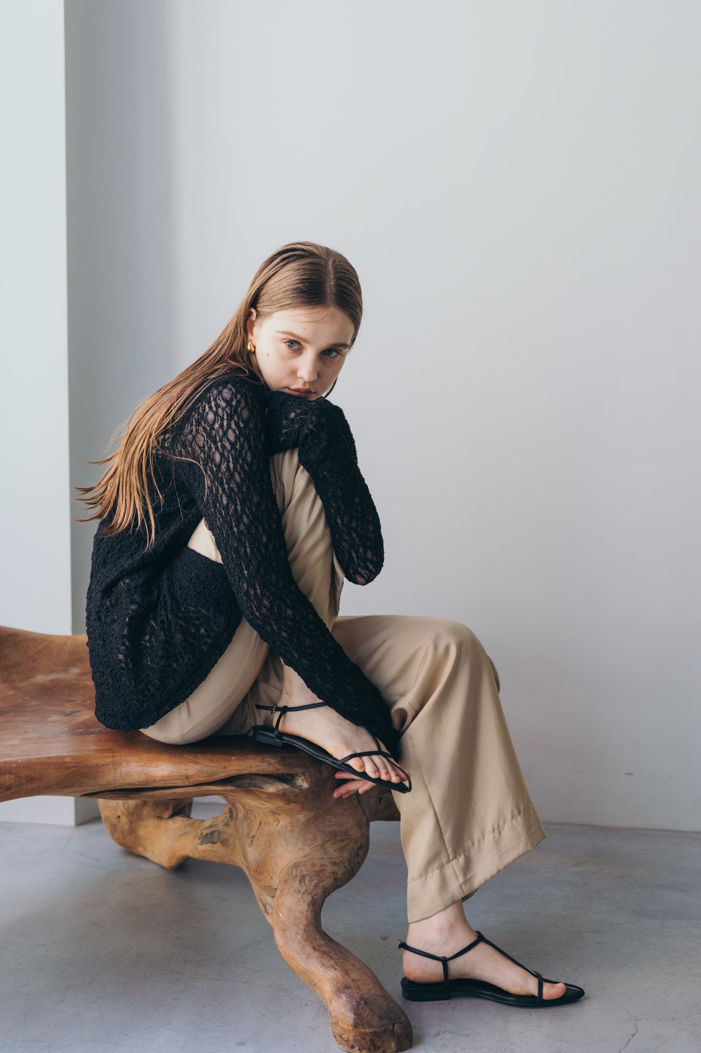 Satin wide pants - beige