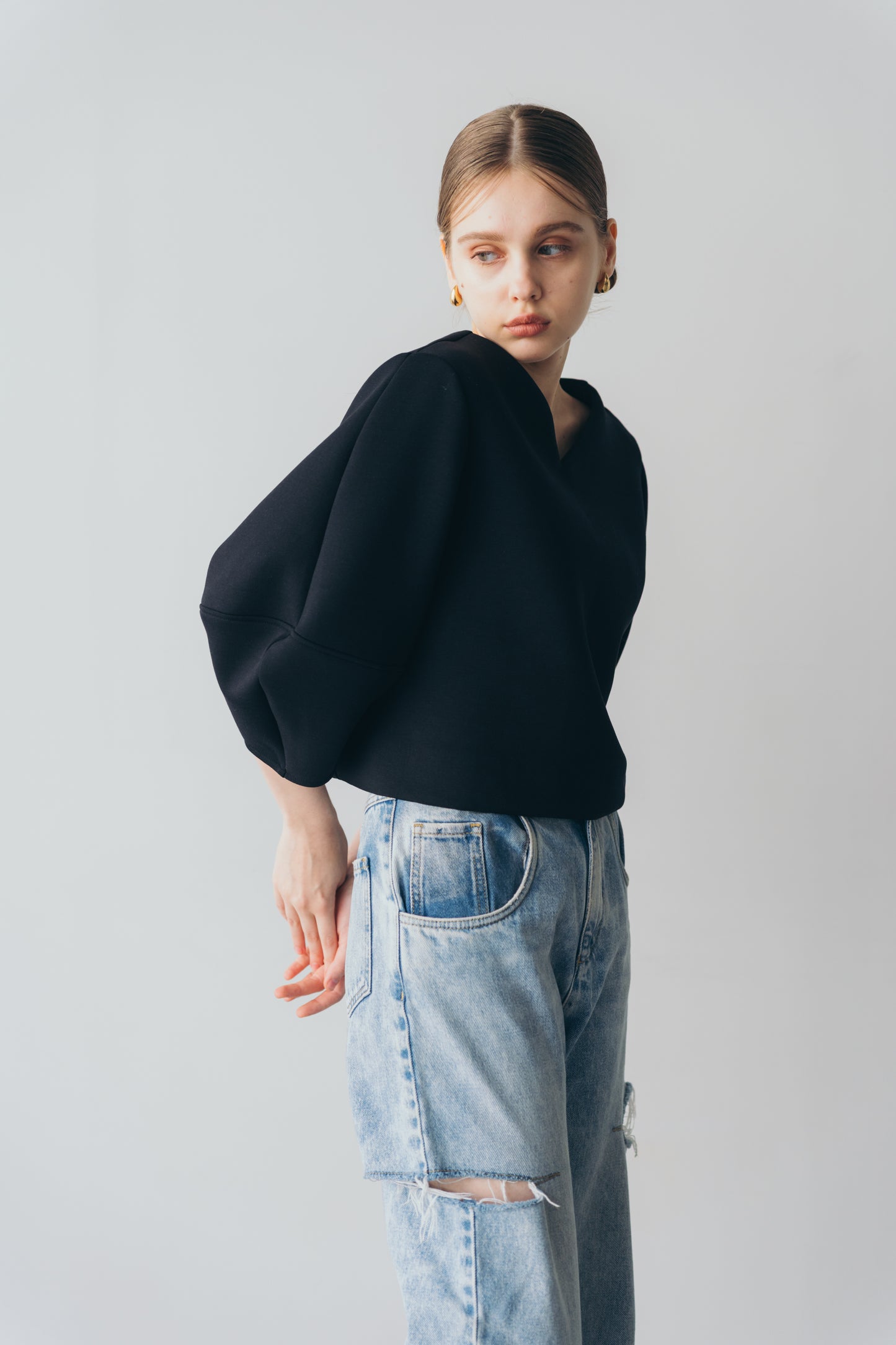 Lady puff tops - Black