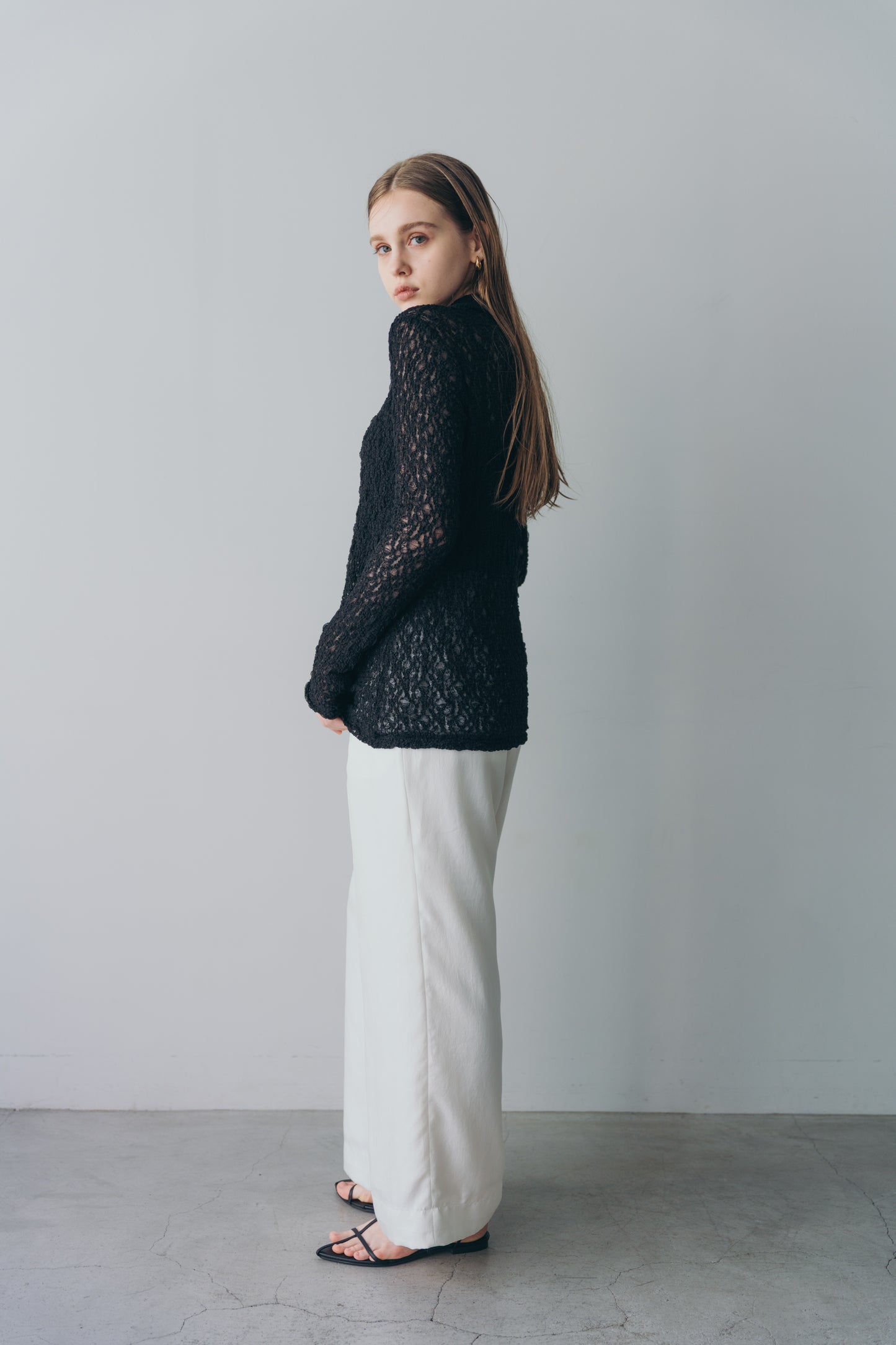 Satin wide pants - White