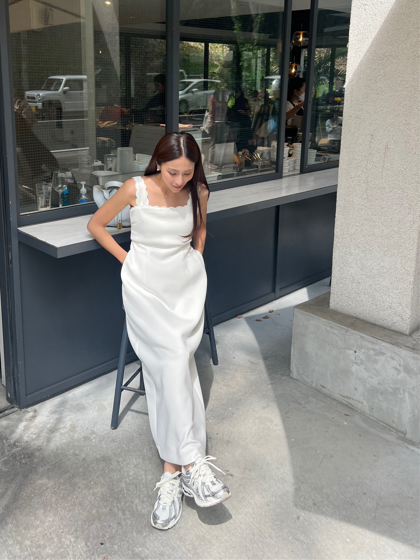 Lady scallop dress-White