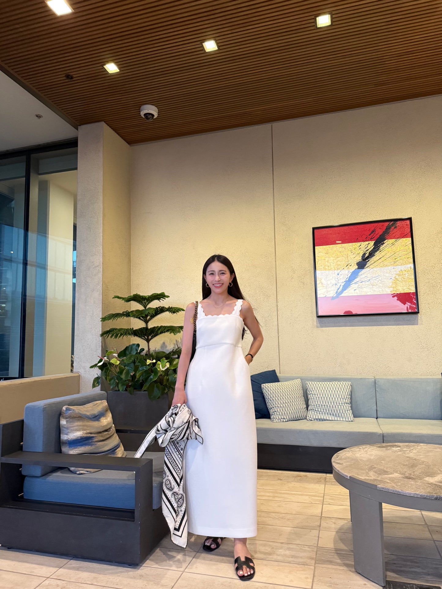 Lady scallop dress-White