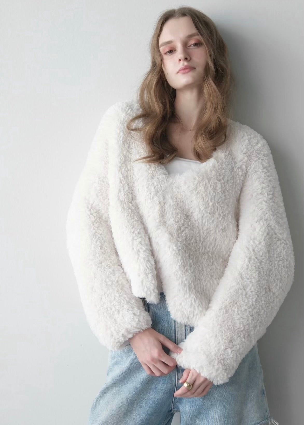 Eco fur knit cardigan