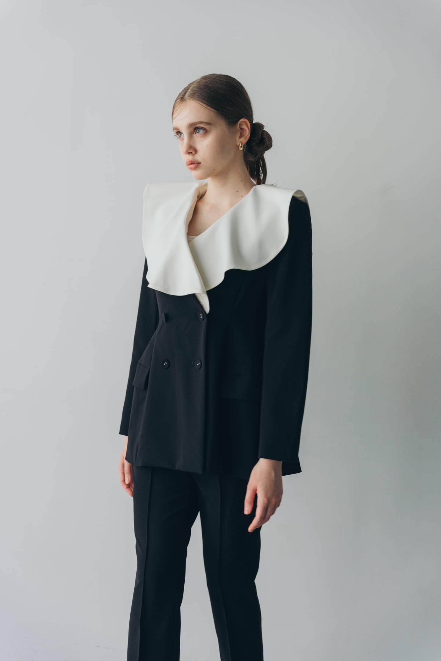 Ruffle 2way Peplum Jacket -Black