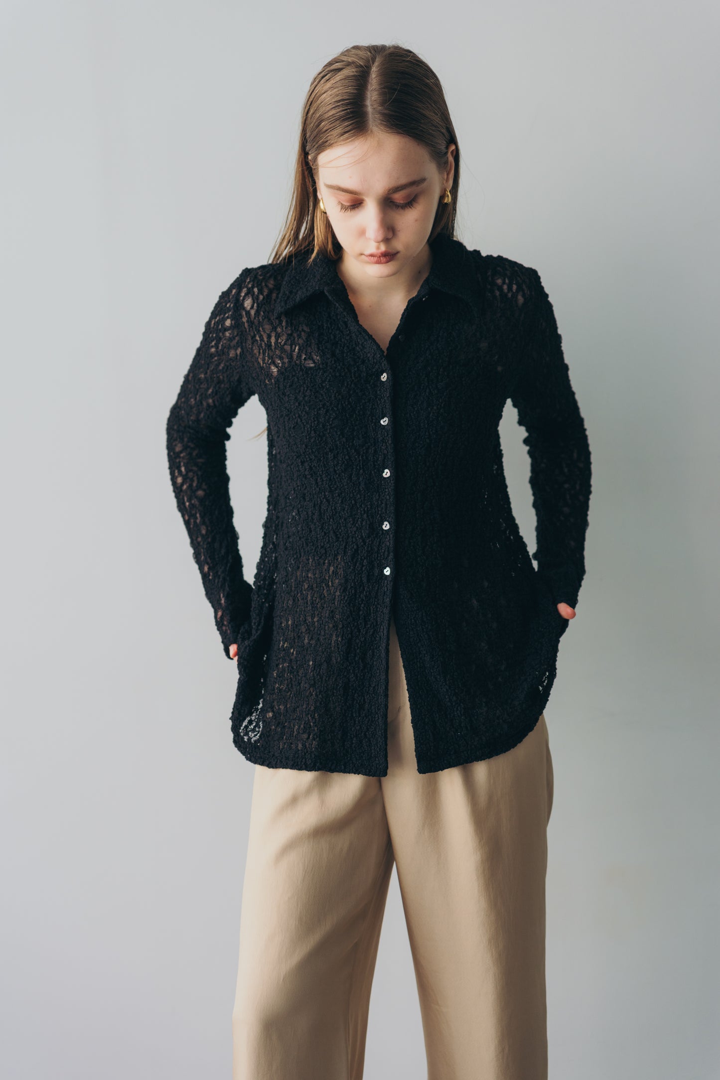 Satin wide pants - beige